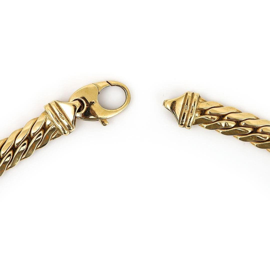Women's or Men's Contemporary Italian 18ct Yellow Gold Herringbone Link Necklace, 50g