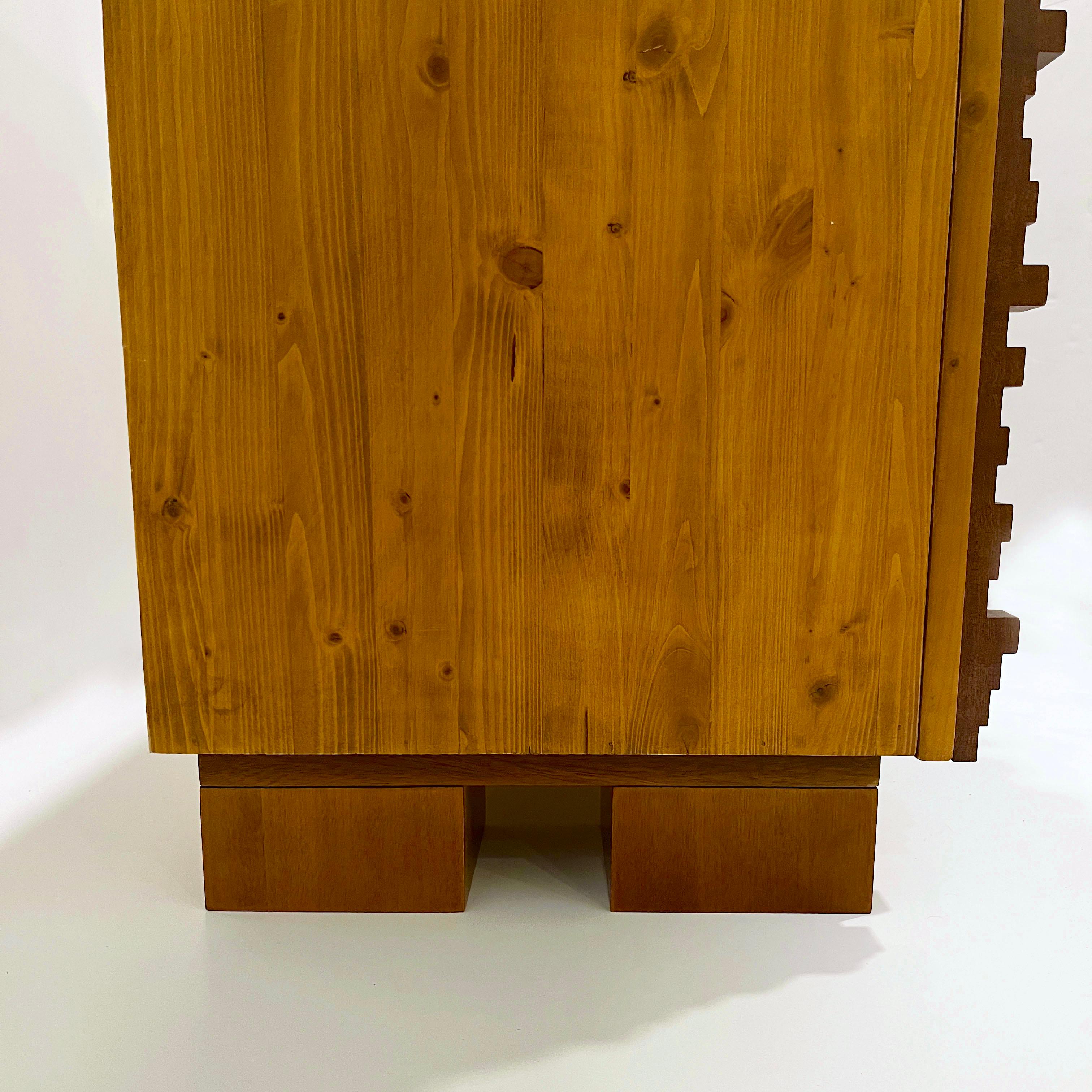 Contemporary Italian 2-Door Modern Cabinet/Sideboard in Solid Carved Beech Wood For Sale 5