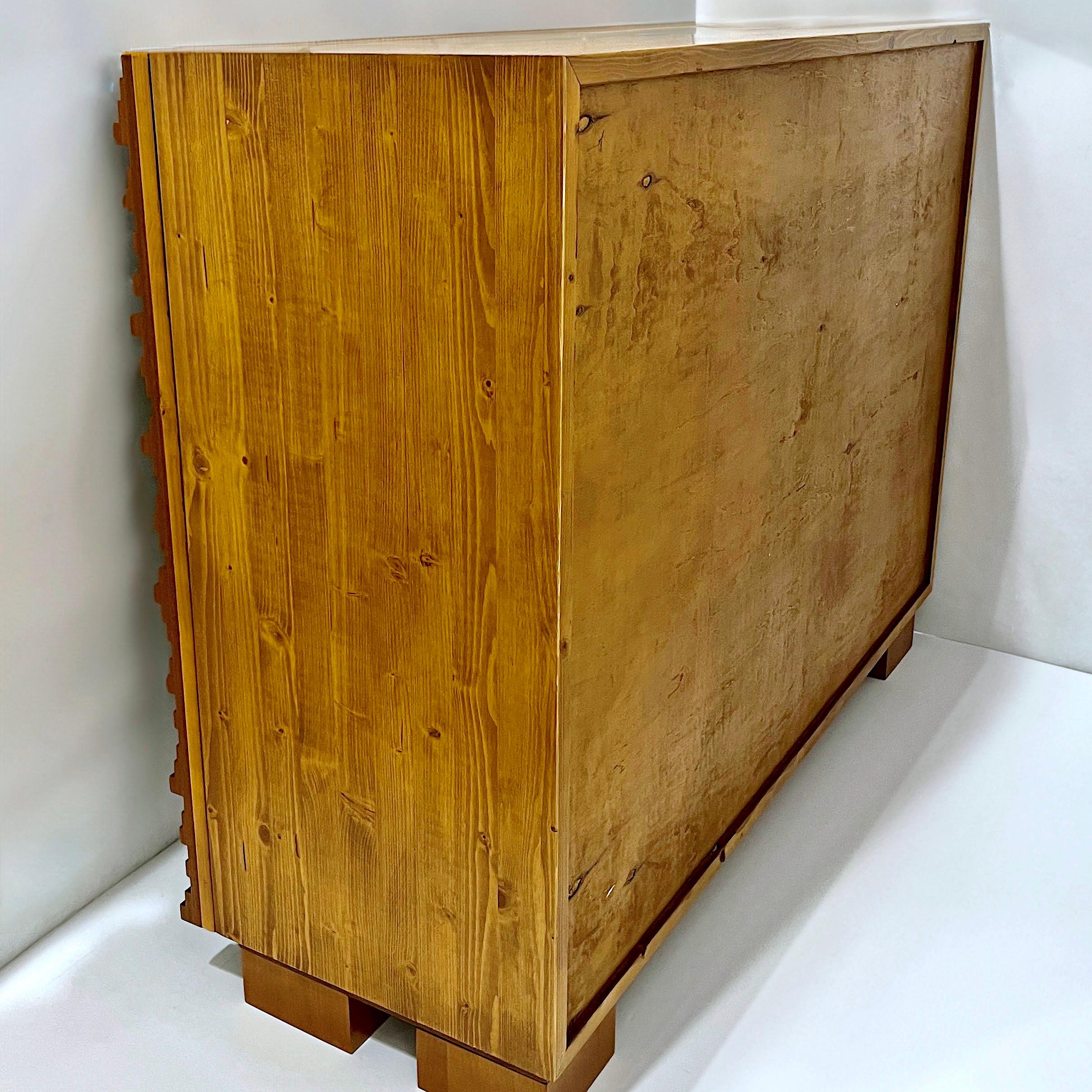 Contemporary Italian 2-Door Modern Cabinet/Sideboard in Solid Carved Beech Wood For Sale 3