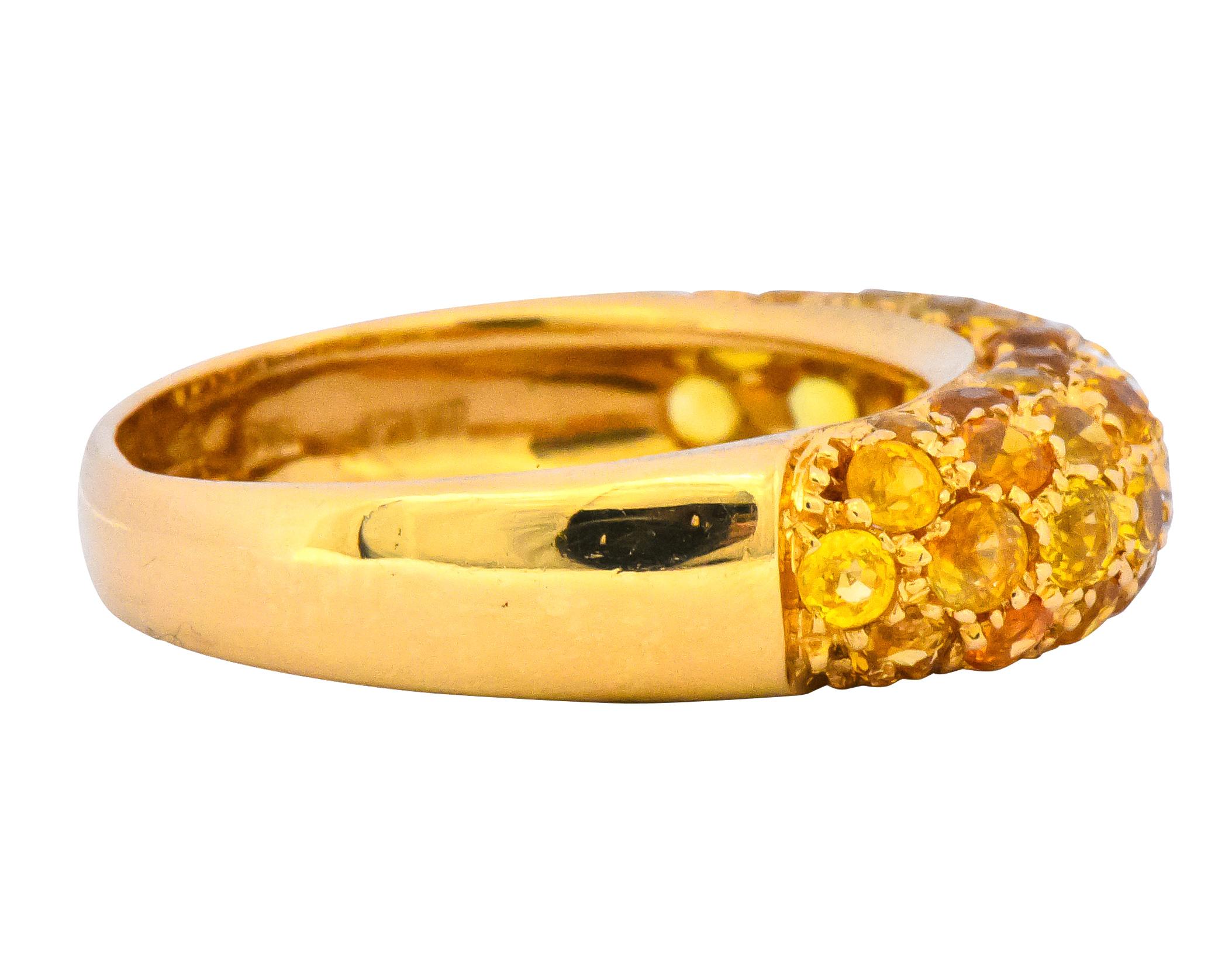 Round Cut Contemporary Italian 3.85 Carat Diamond Yellow Sapphire 18 Karat Gold Ring