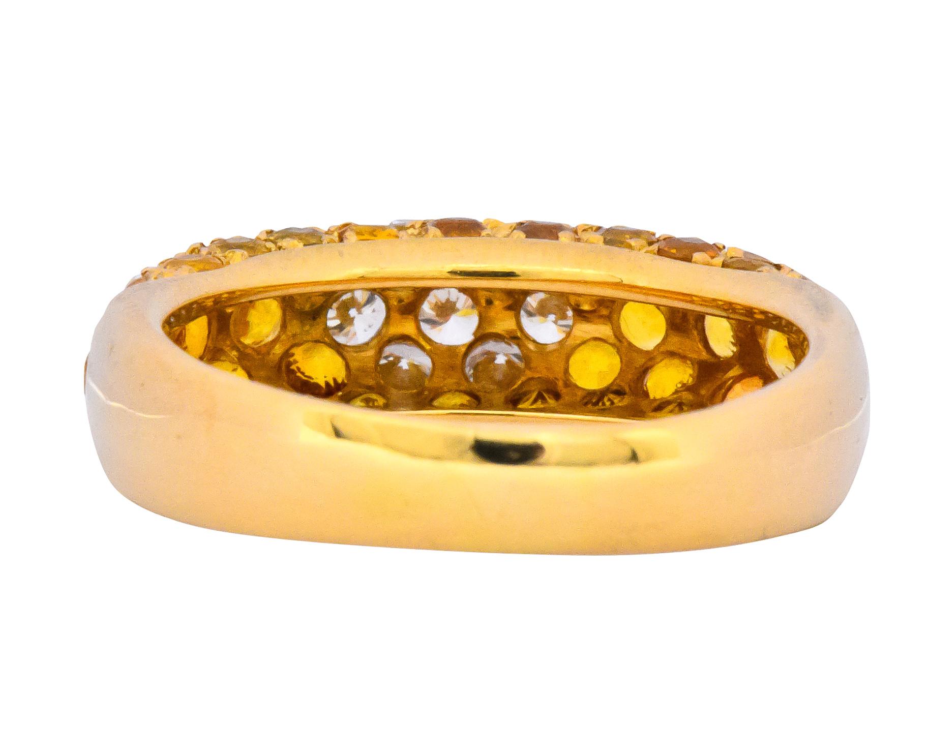 Contemporary Italian 3.85 Carat Diamond Yellow Sapphire 18 Karat Gold Ring In Excellent Condition In Philadelphia, PA