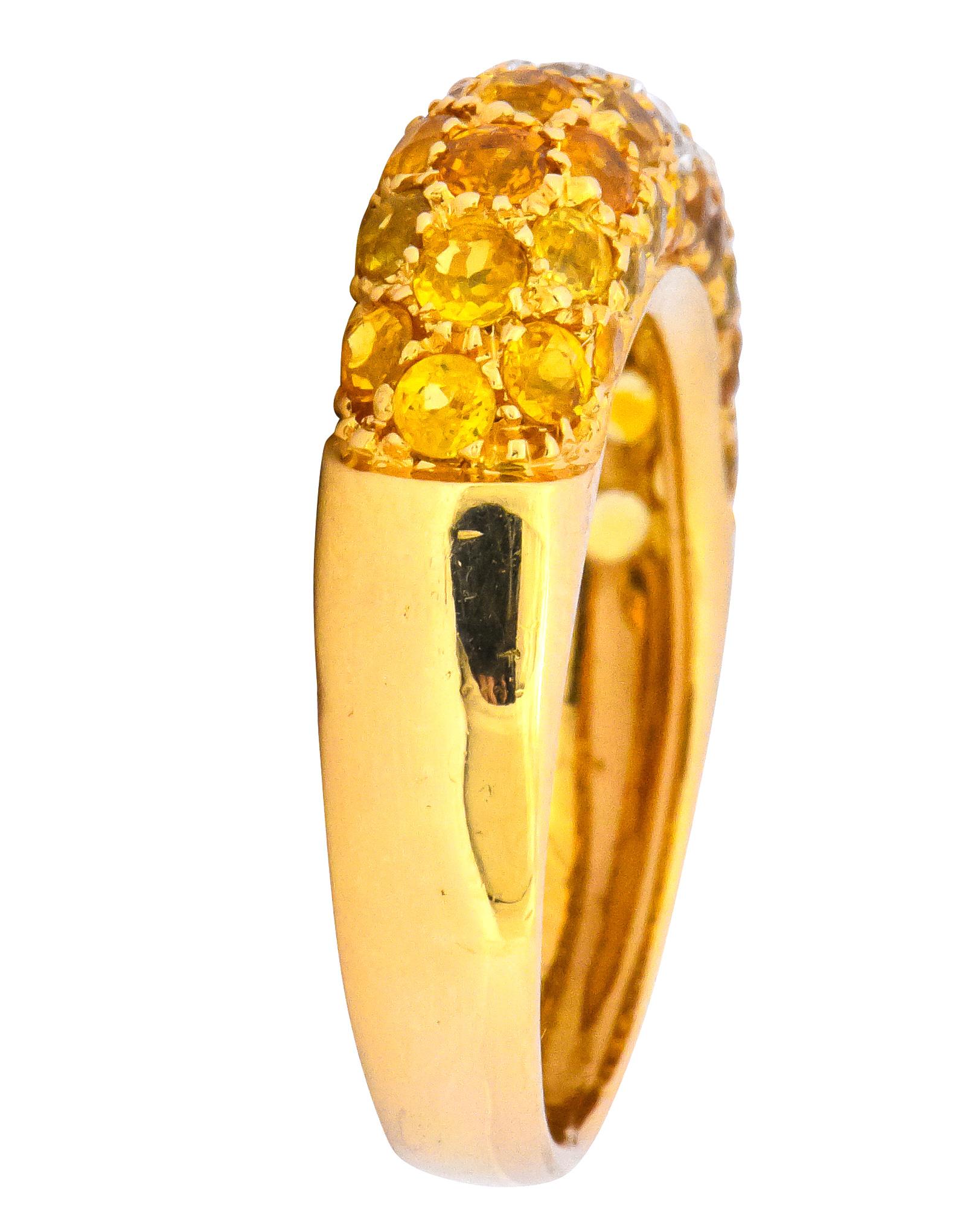 Women's or Men's Contemporary Italian 3.85 Carat Diamond Yellow Sapphire 18 Karat Gold Ring