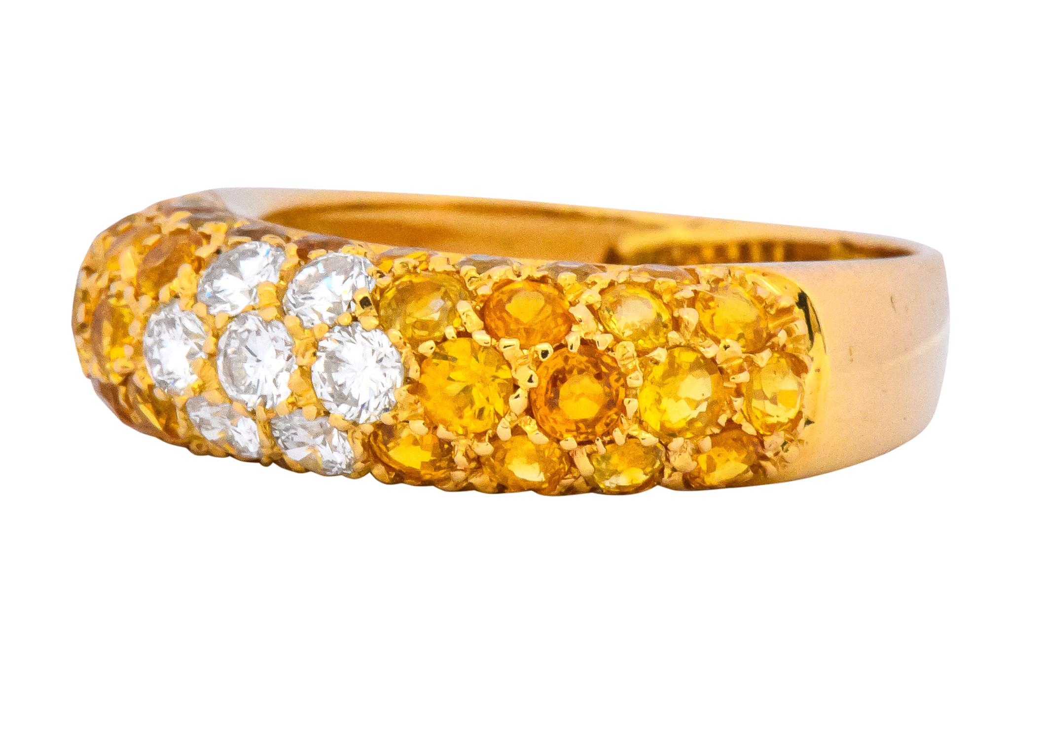 Contemporary Italian 3.85 Carat Diamond Yellow Sapphire 18 Karat Gold Ring 1