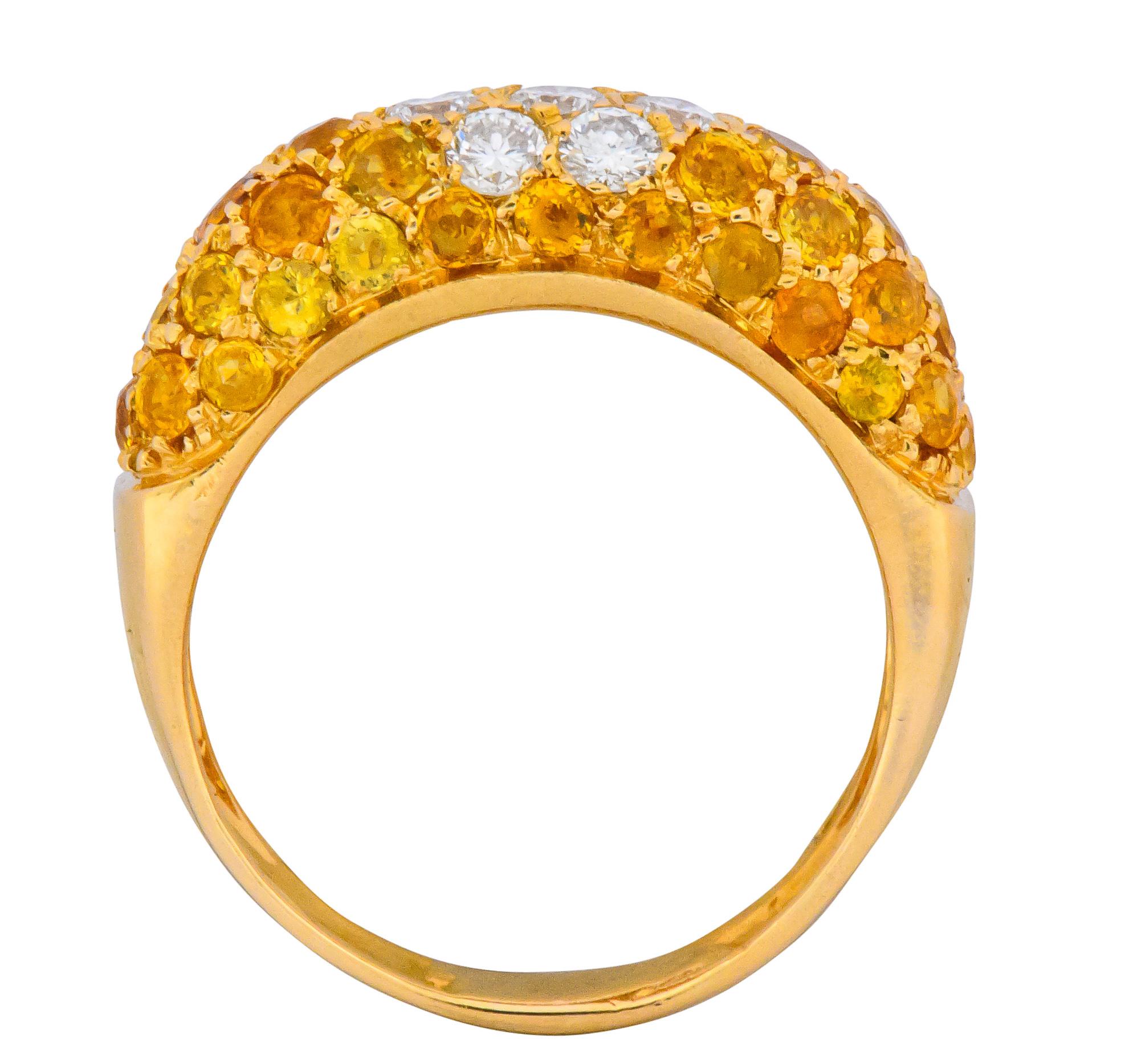 Contemporary Italian 3.85 Carat Diamond Yellow Sapphire 18 Karat Gold Ring 2