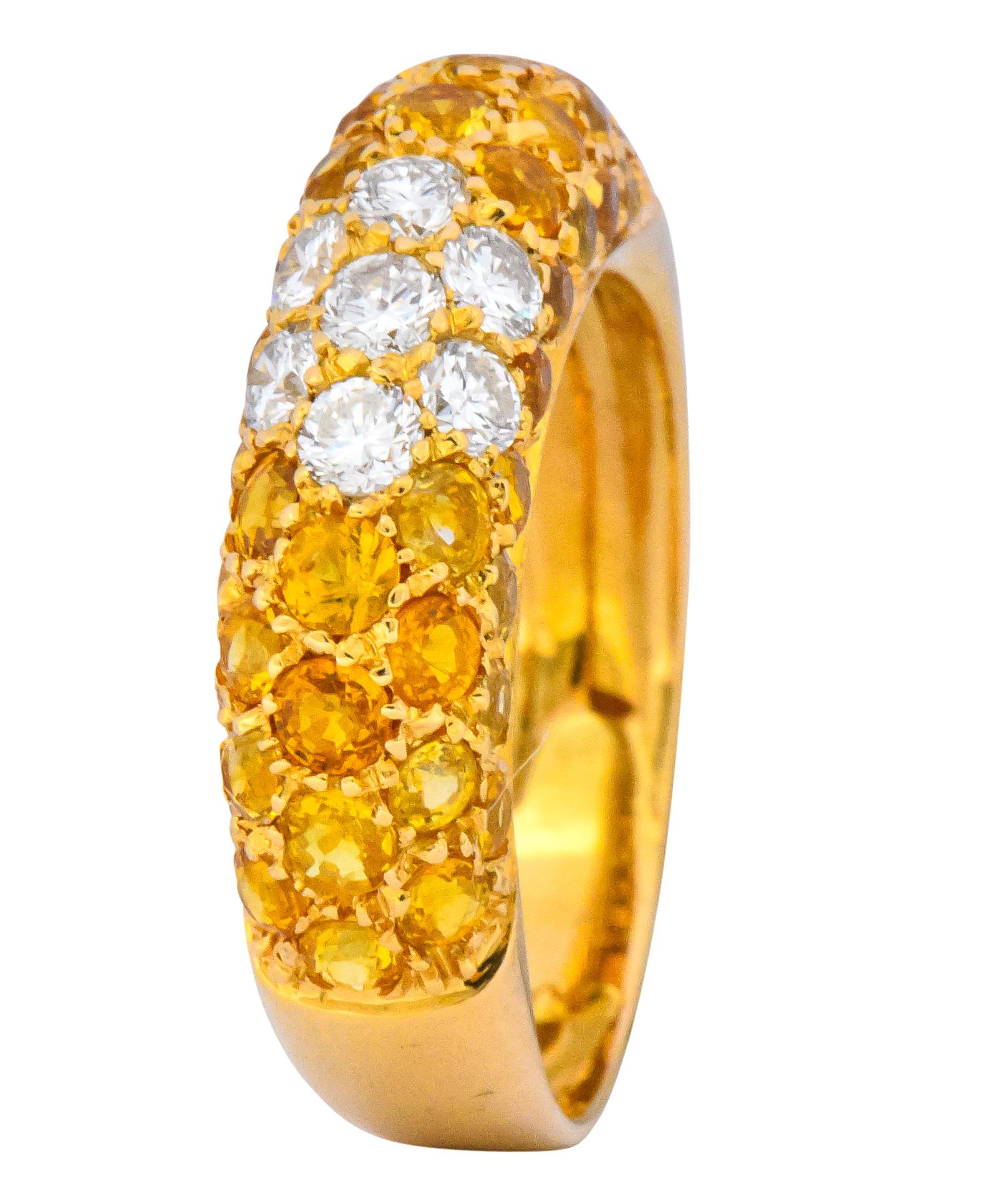 Contemporary Italian 3.85 Carat Diamond Yellow Sapphire 18 Karat Gold Ring 3