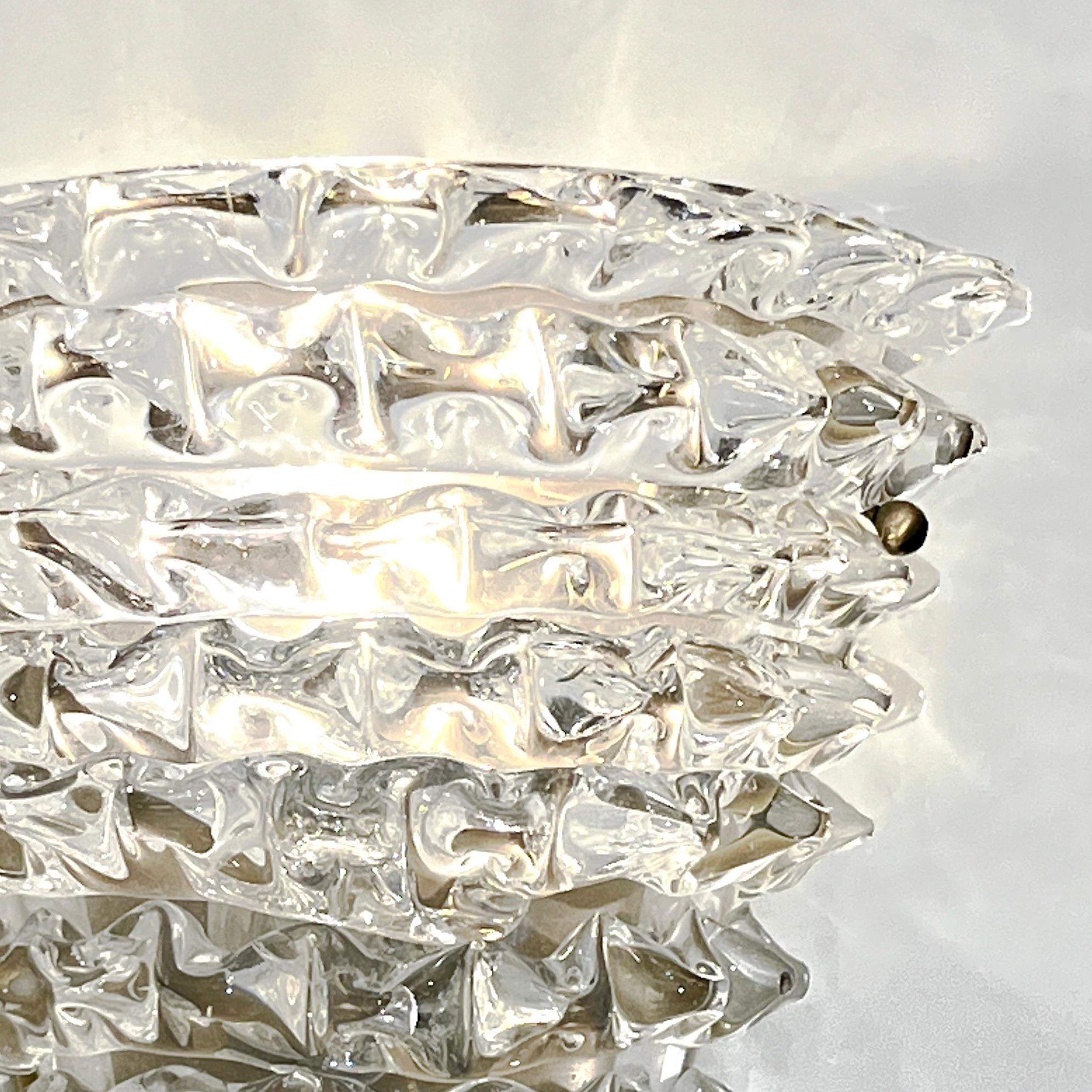 Contemporary Italian Bronze Antique Brass Crystal Rostrato Murano Glass Sconces en venta 2
