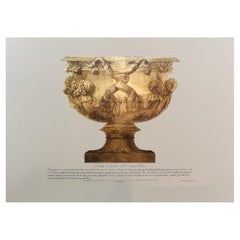 Contemporary Italian Antique Vase Print with Press Engraving Pure Gold Leaf