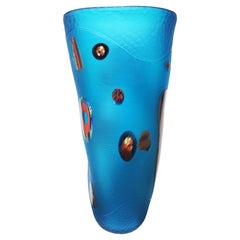 Contemporary Italian Aqua Monumental Organic Murano Glass Vase by Davide Dona