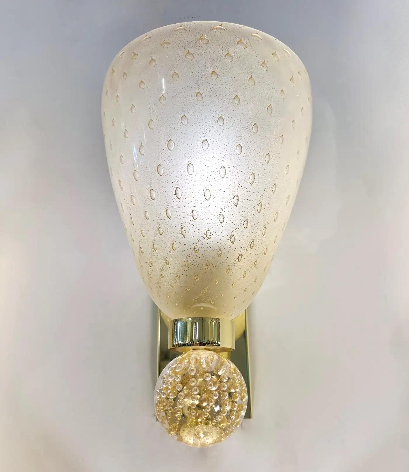 Applique contemporanee di design Art Deco in vetro di Murano glassato oro e cristallo in vendita 6