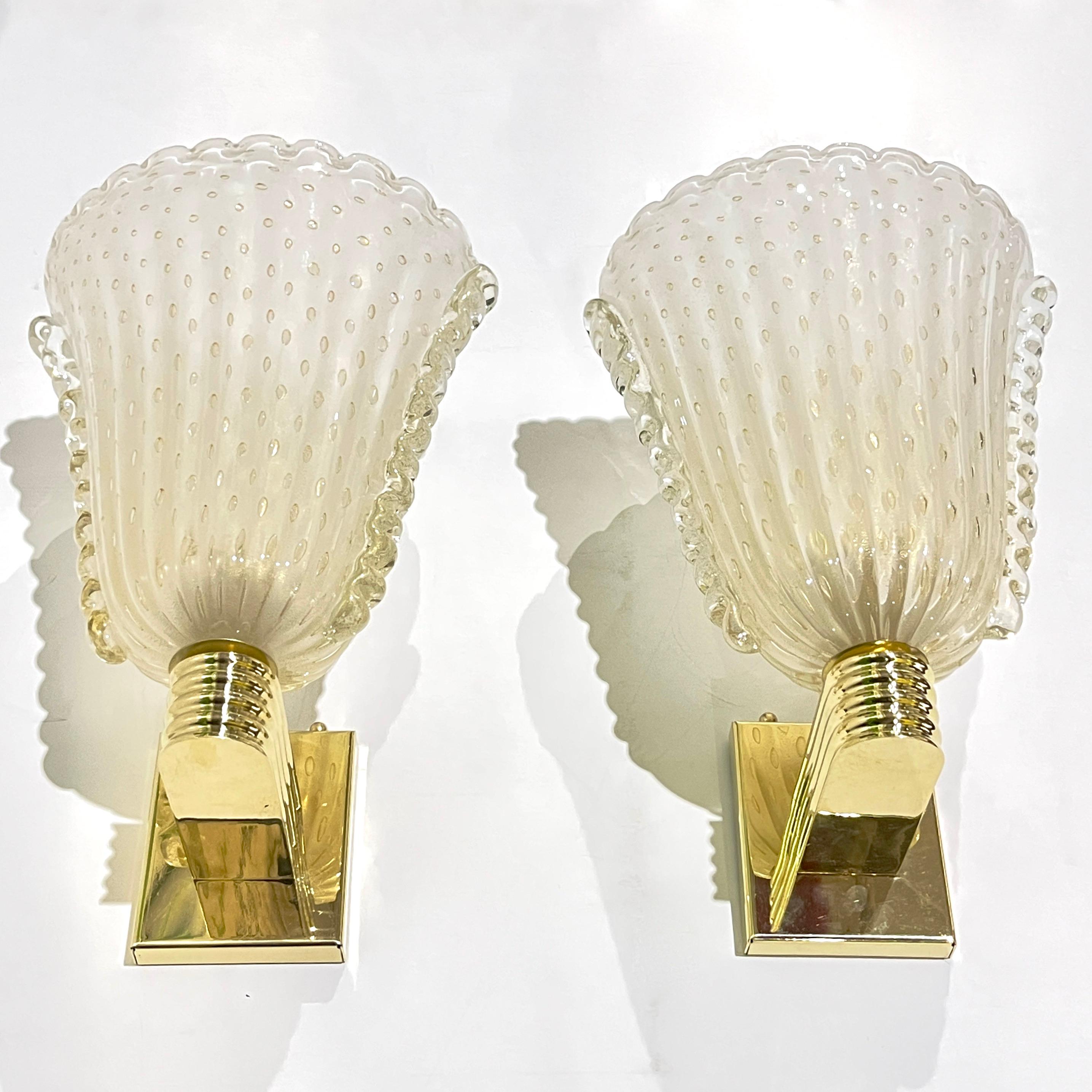 Apliques de cristal de Murano esmerilado en pan de oro de diseño Art Decó italiano contemporáneo en venta 3