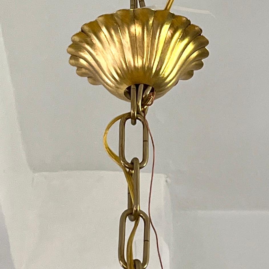 Contemporary Italian Art Deco Design Hand Made Gold Metal Tiered Leaf Chandelier For Sale 6