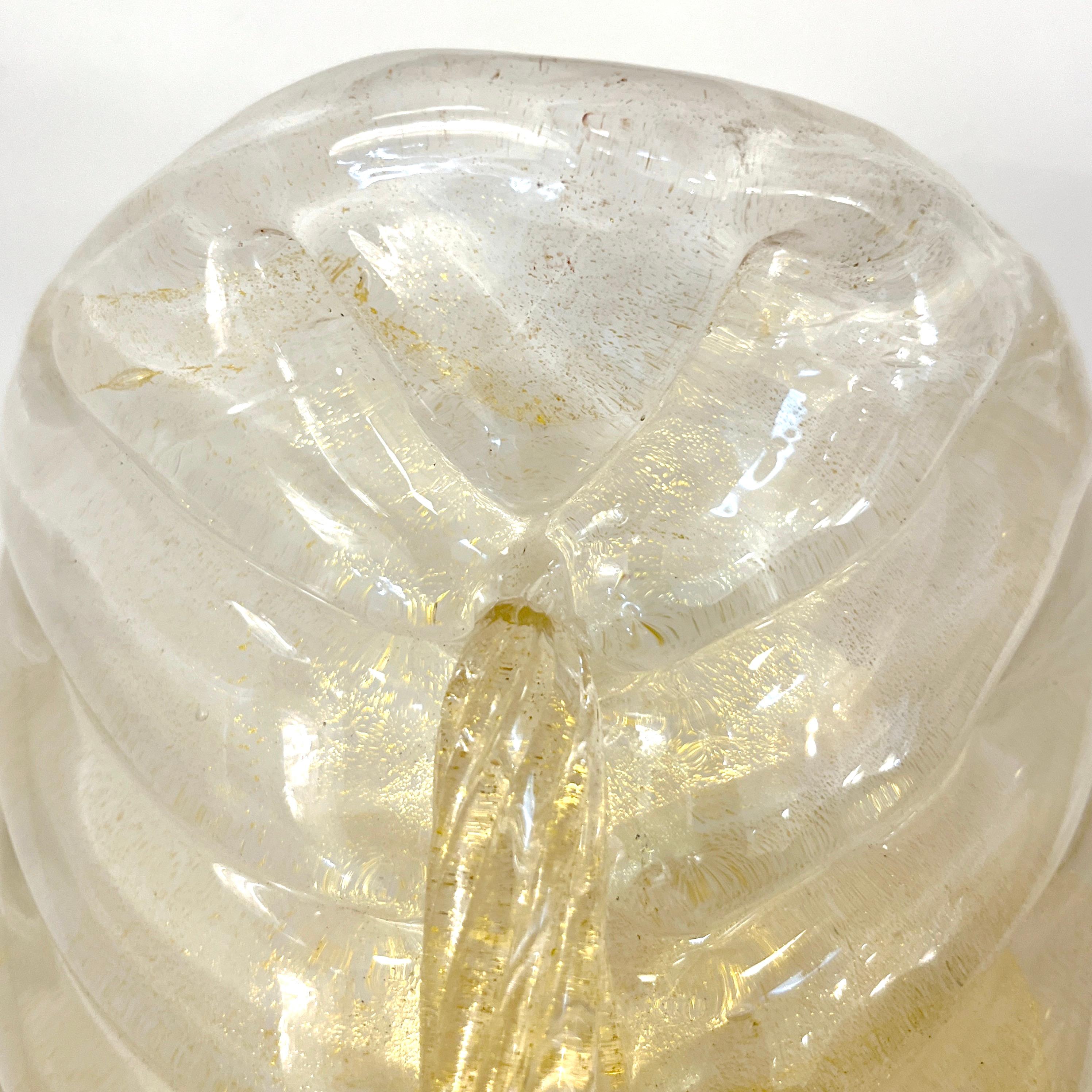 Contemporary Italian Art Deco Pair Crystal Gold Murano Glass Brass Leaf Sconces (21. Jahrhundert und zeitgenössisch) im Angebot