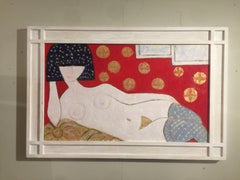 Contemporary Italian Artist Louis Jaquet Painting Woman on Sofa