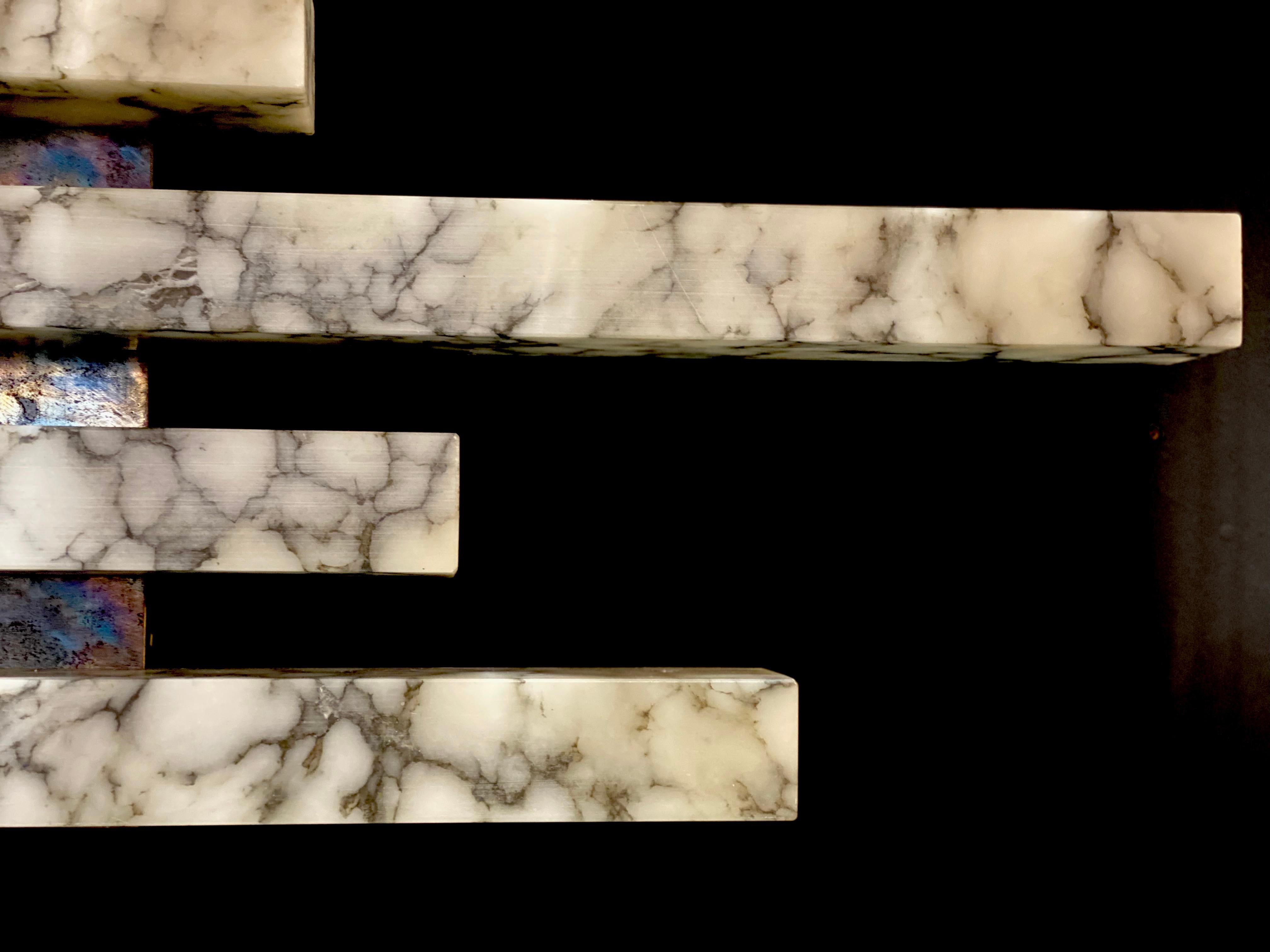 Contemporary Italian Bardiglio Marble Wall Lights or Sconces For Sale 3