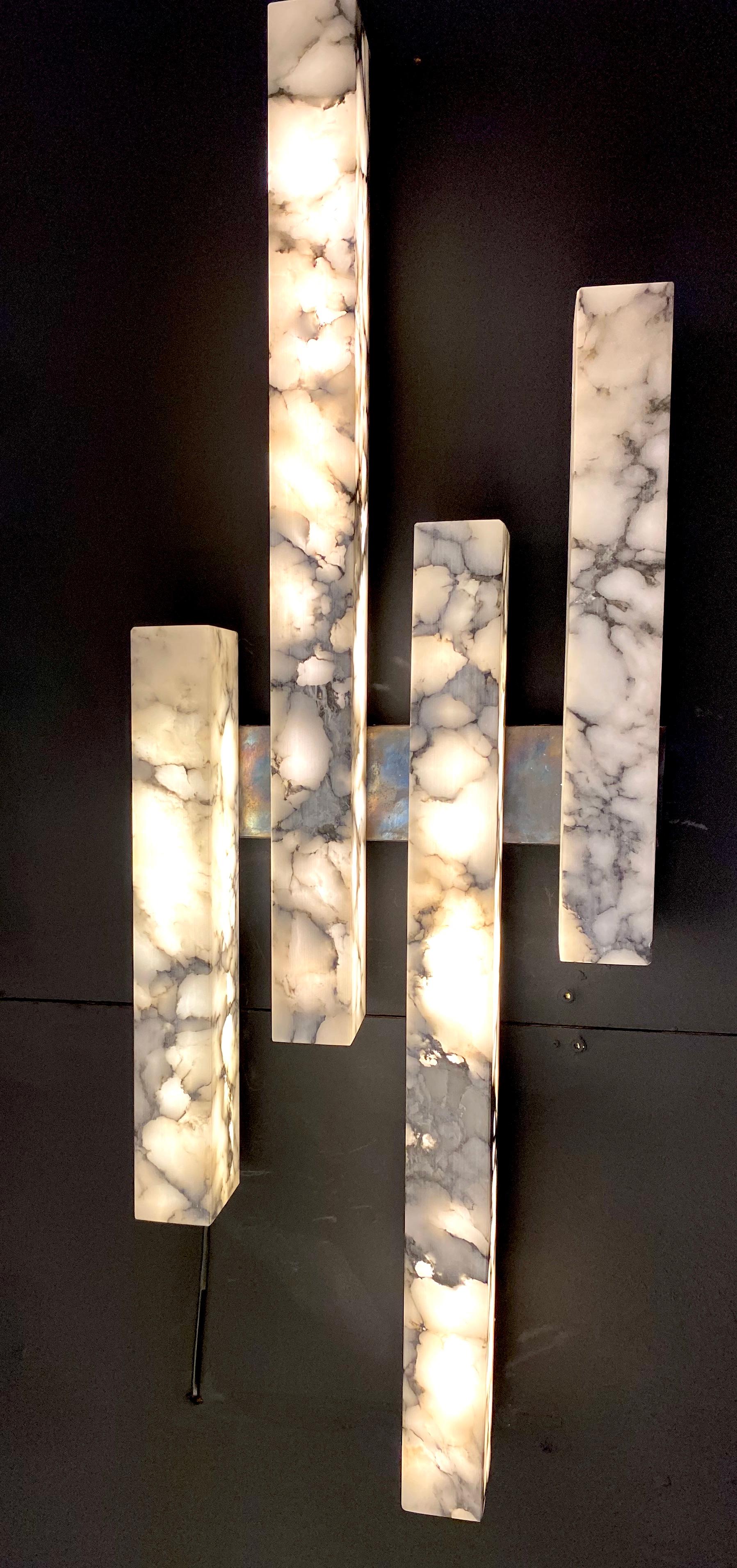 Contemporary Italian Bardiglio Marble Wall Lights or Sconces For Sale 4
