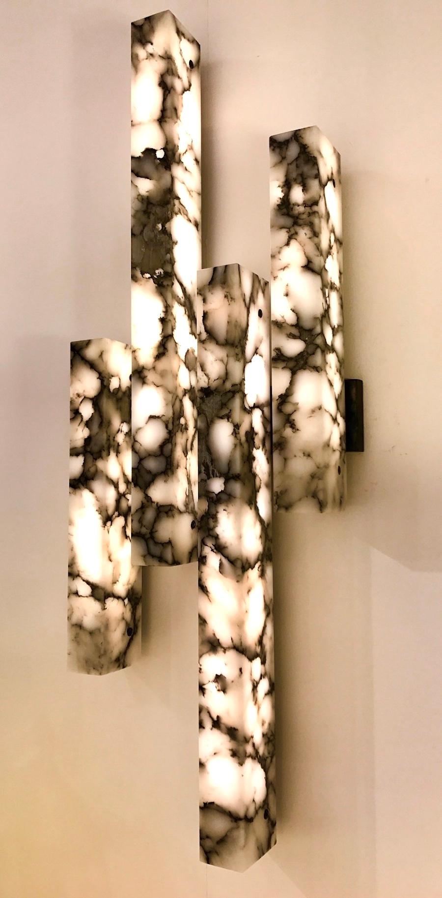 Contemporary Italian Bardiglio Marble Wall Lights or Sconces For Sale 4