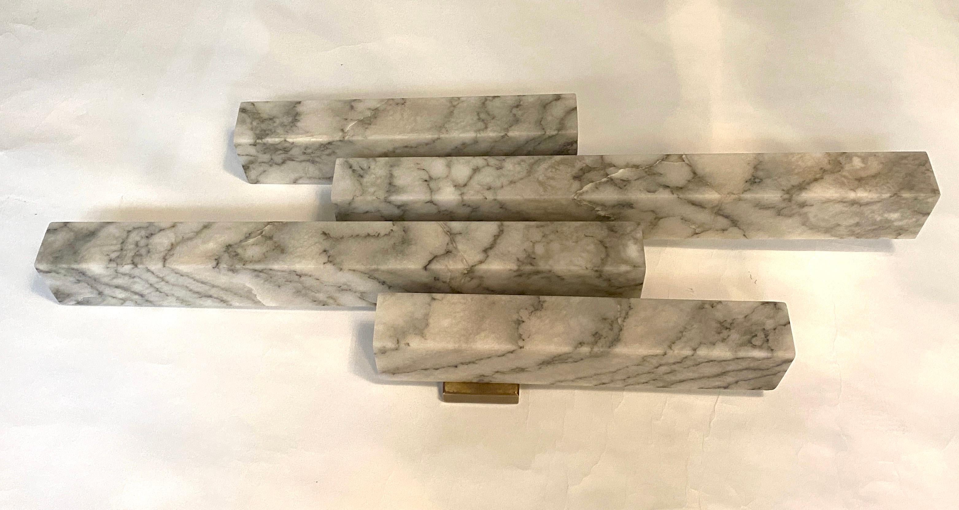 Contemporary Italian Bardiglio Marble Wall Lights or Sconces For Sale 7