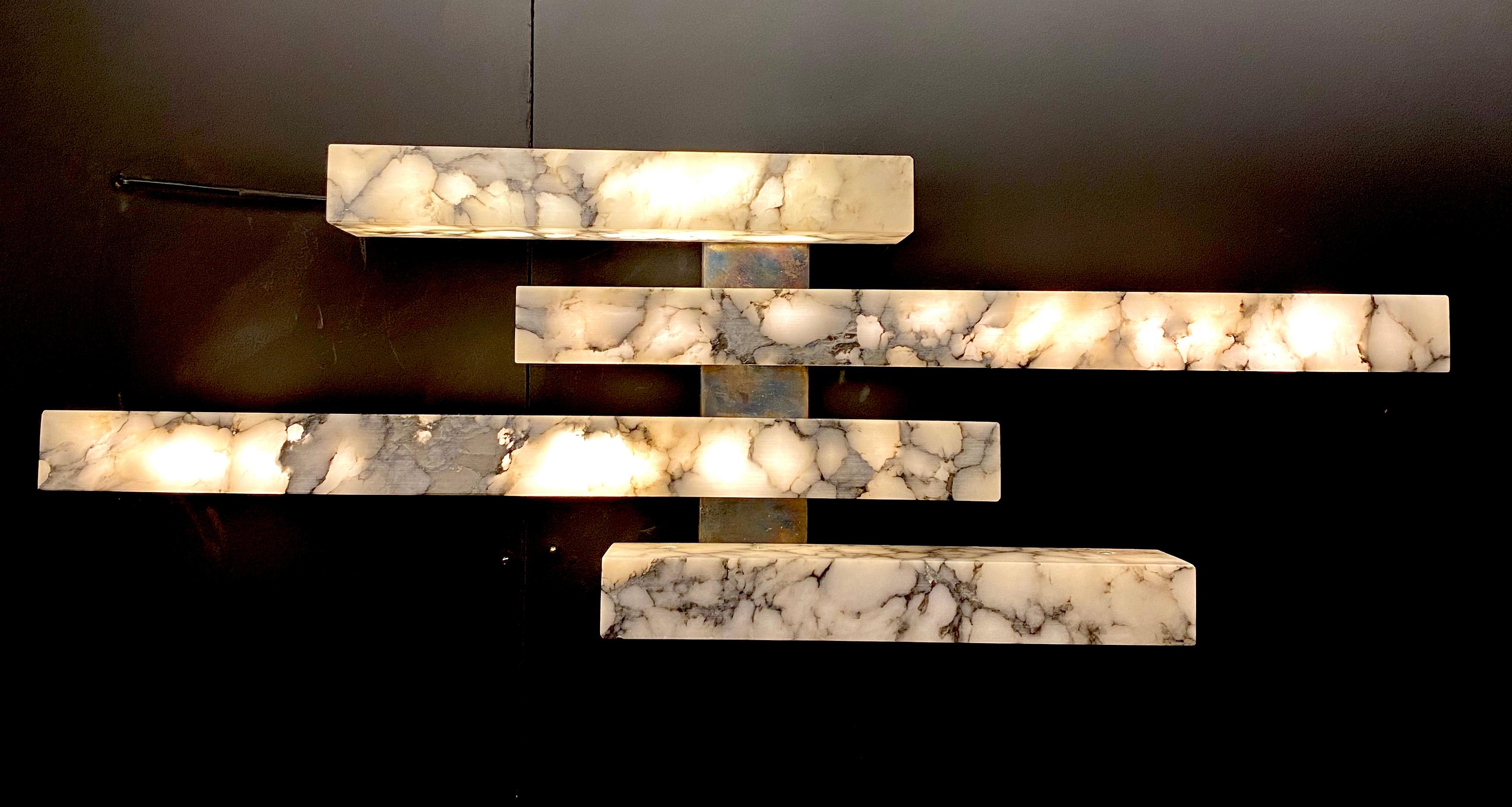 European Contemporary Italian Bardiglio Marble Wall Lights or Sconces For Sale