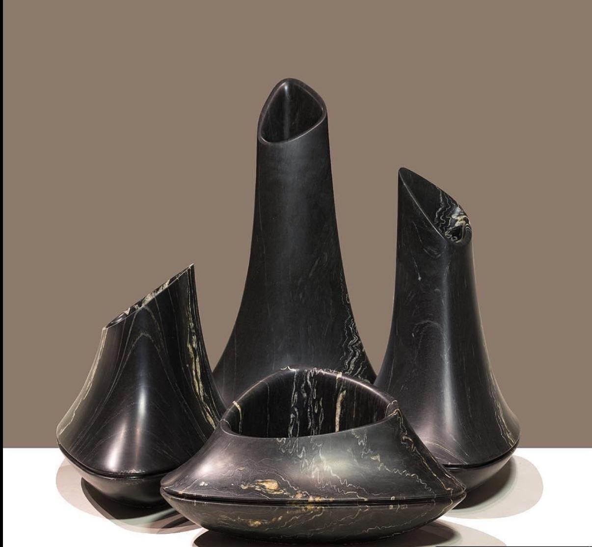 Contemporary Italian Black Marble Vase designed by Ora Ito In New Condition For Sale In Fairfield, CT
