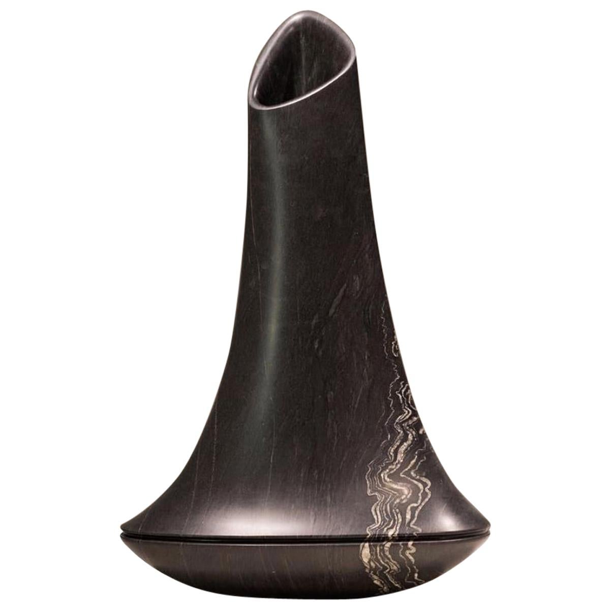 Contemporary Italian Black Marble Vase designed by Ora Ito For Sale