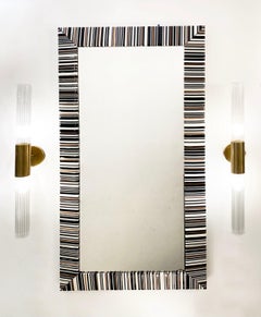 Contemporary Italian Black White Copper Geometric Murano Glass Modern Mirror