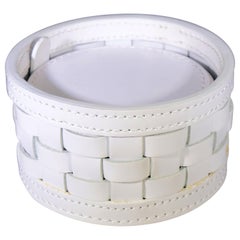 Contemporary Italian Woven White Leather Riviere Coaster Set