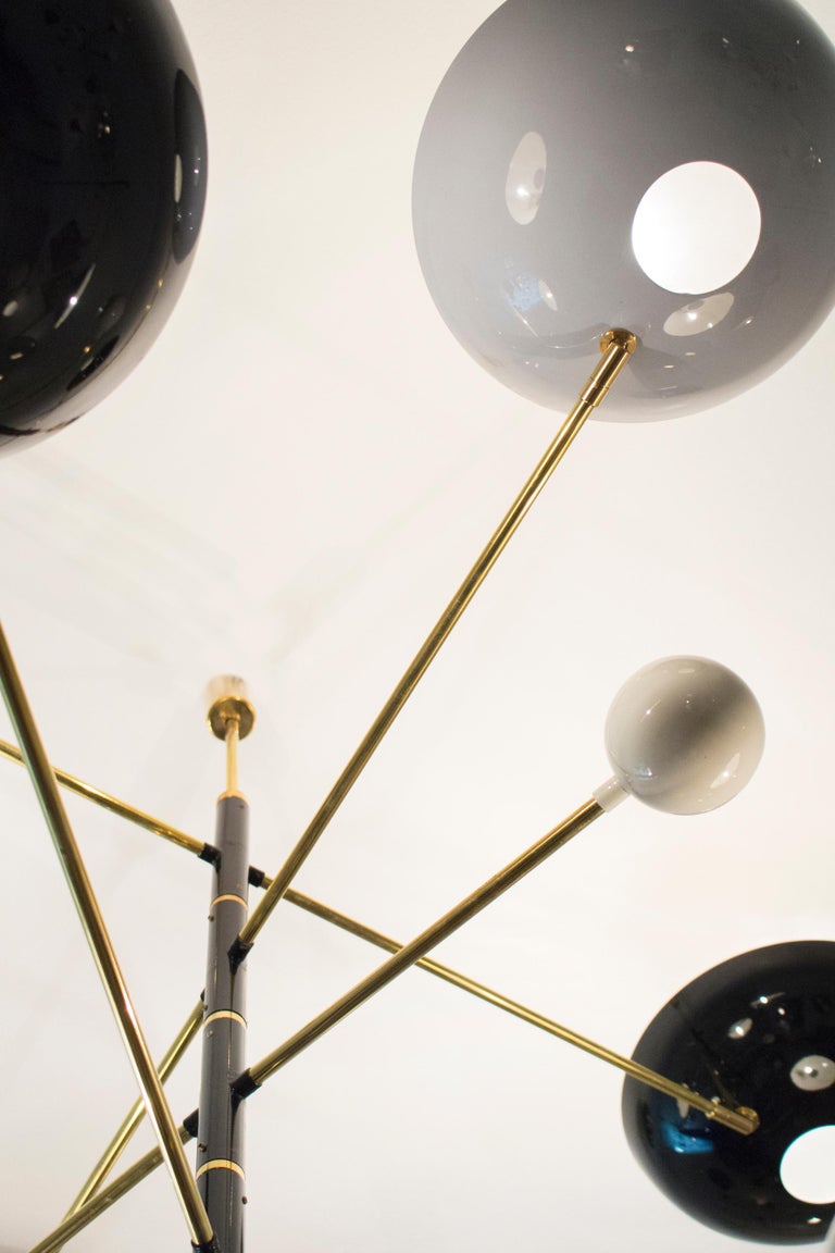 Contemporary Italian Brass and Enamel Chandelier For Sale at 1stDibs