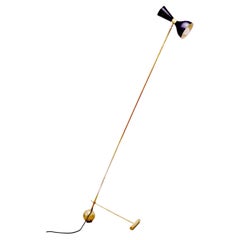 Contemporary Italian Brass and Steel Floor Lamp attributed to Stilnovo