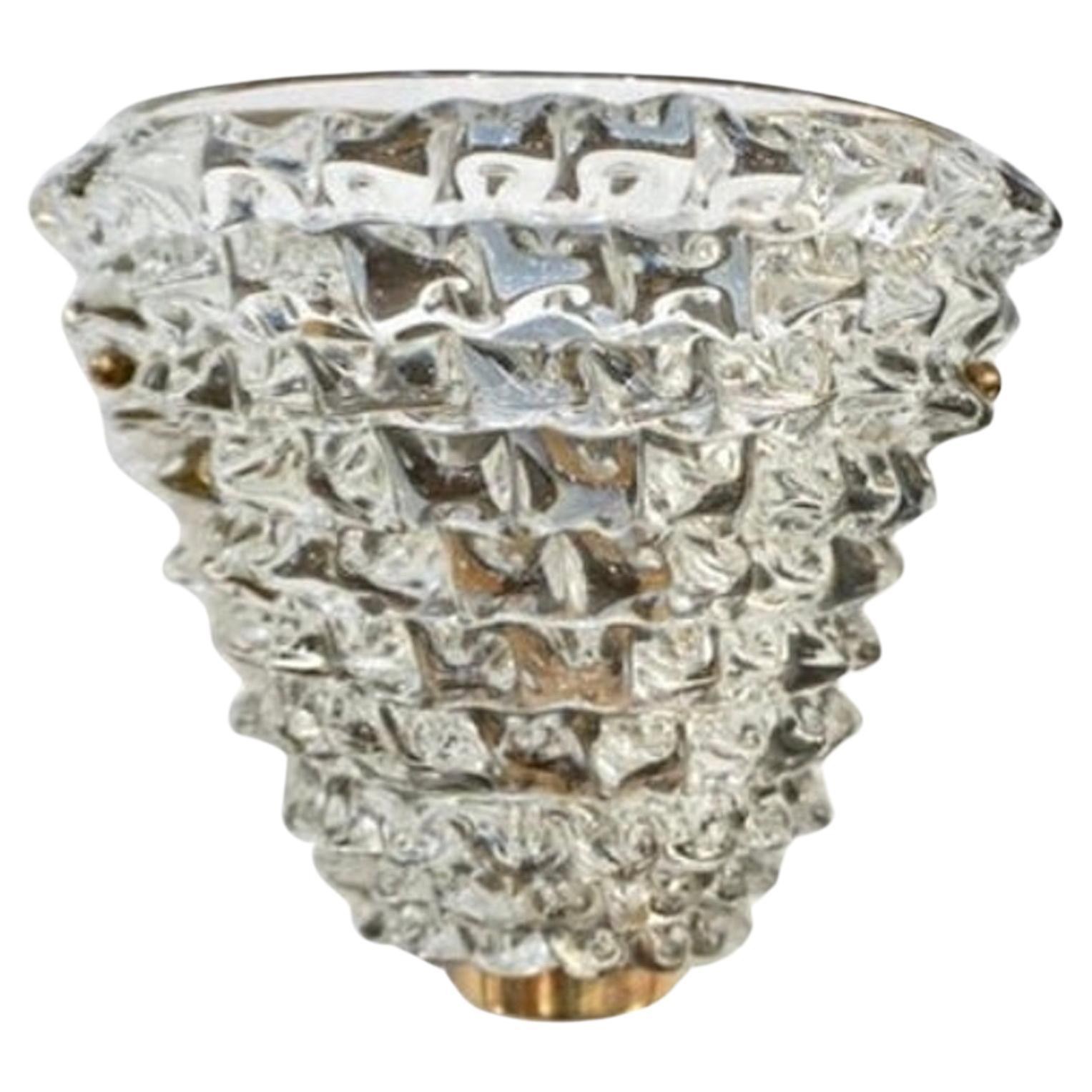 Applique italienne contemporaine en laiton et cristal Rostrato en verre de Murano texturé