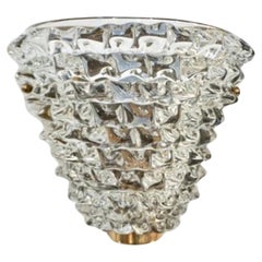 Applique italienne contemporaine en laiton et cristal Rostrato en verre de Murano texturé