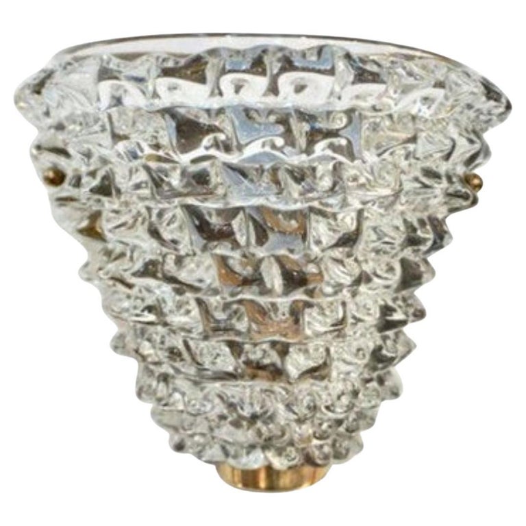 Contemporary Italian Brass and Crystal Rostrato Textured Murano Glass ...