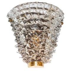Sconce contemporanee in ottone e cristallo di Murano testurizzato