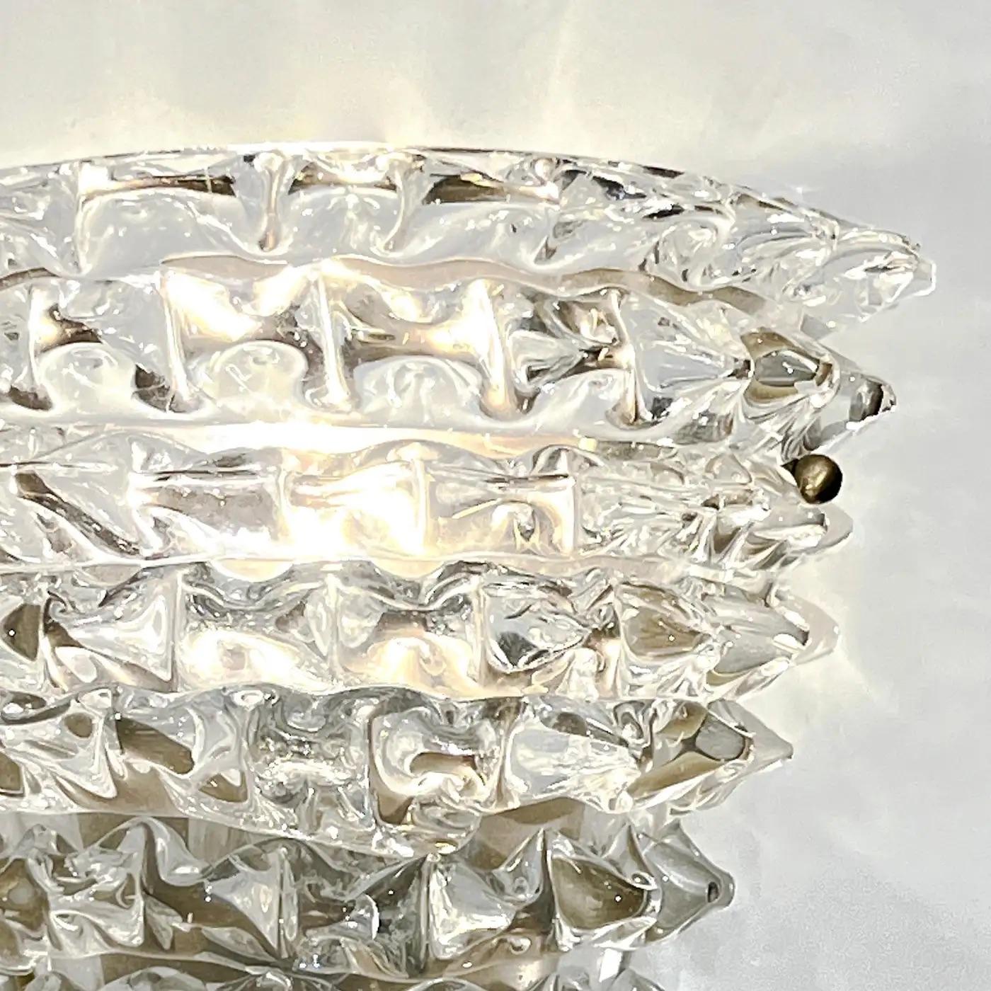 Contemporary Italian Bronze Antique Brass Crystal Rostrato Murano Glass Sconces en venta 2