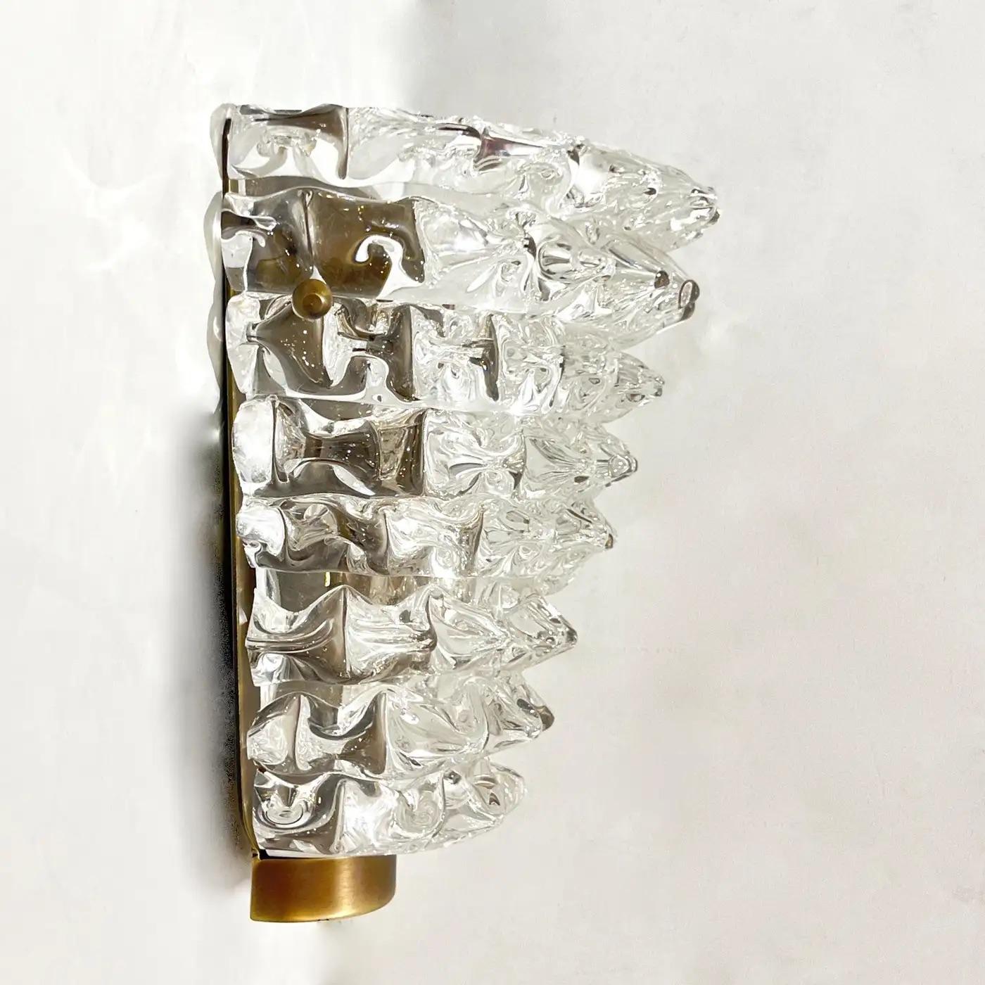 Contemporary Italian Bronze Antique Brass Crystal Rostrato Murano Glass Sconces Moderno orgánico en venta