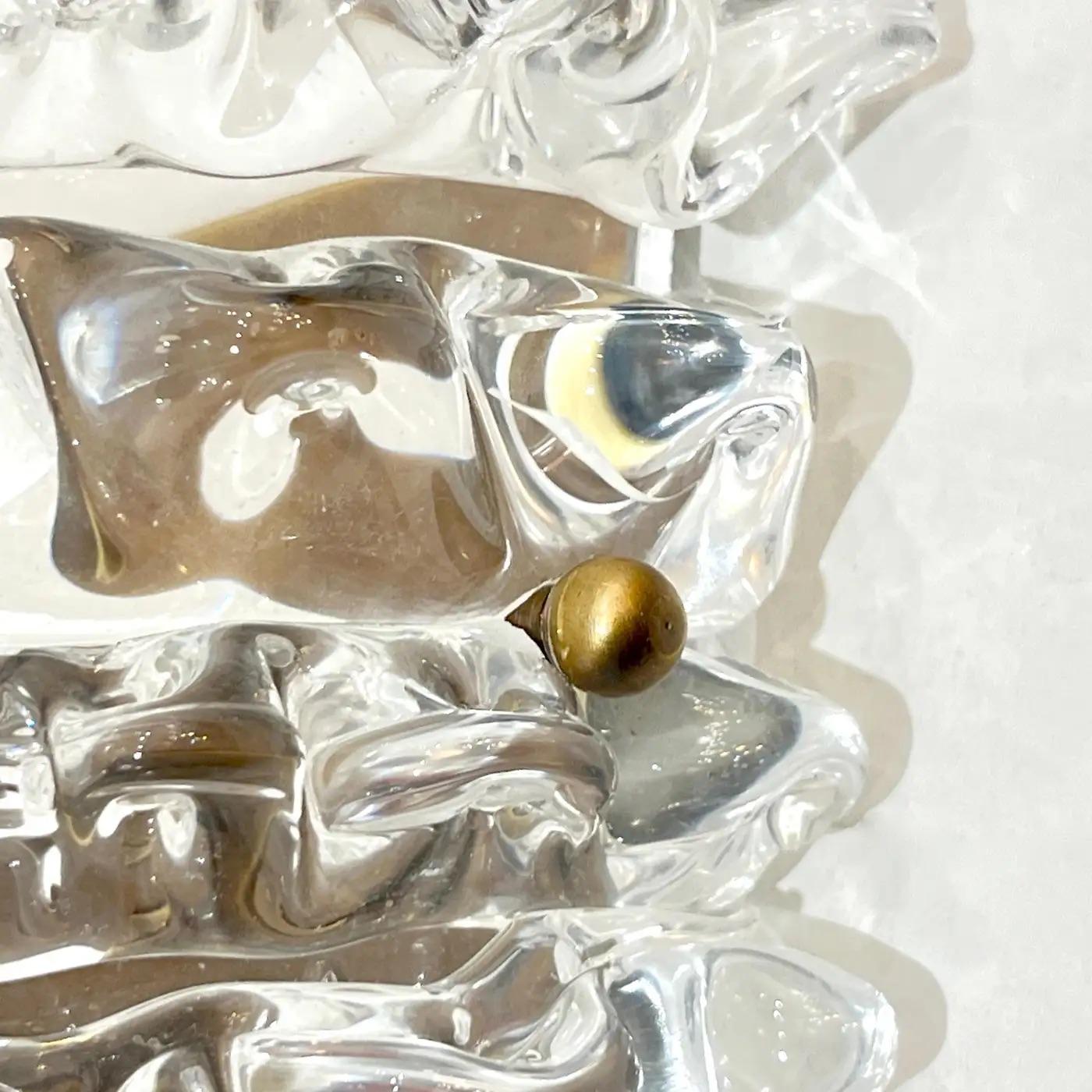 Contemporary Italian Bronze Antique Brass Crystal Rostrato Murano Glass Sconces en Nuevo estado para la venta en New York, NY