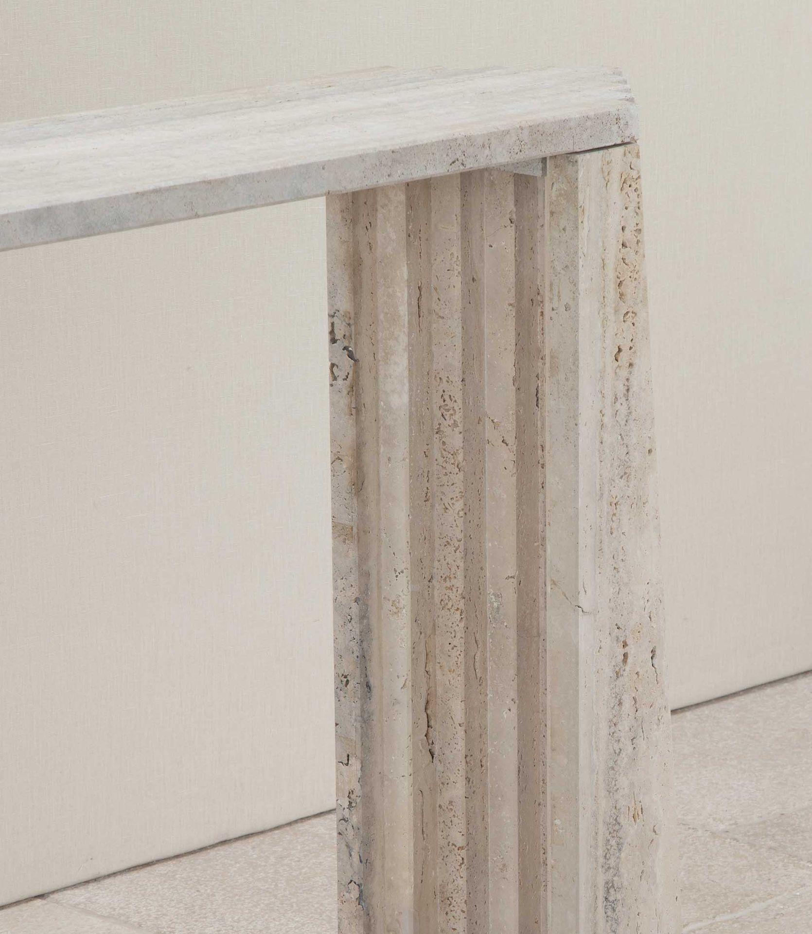 Mid-Century Modern Contemporary Italian Brutalist Style Travertine Console Table For Sale