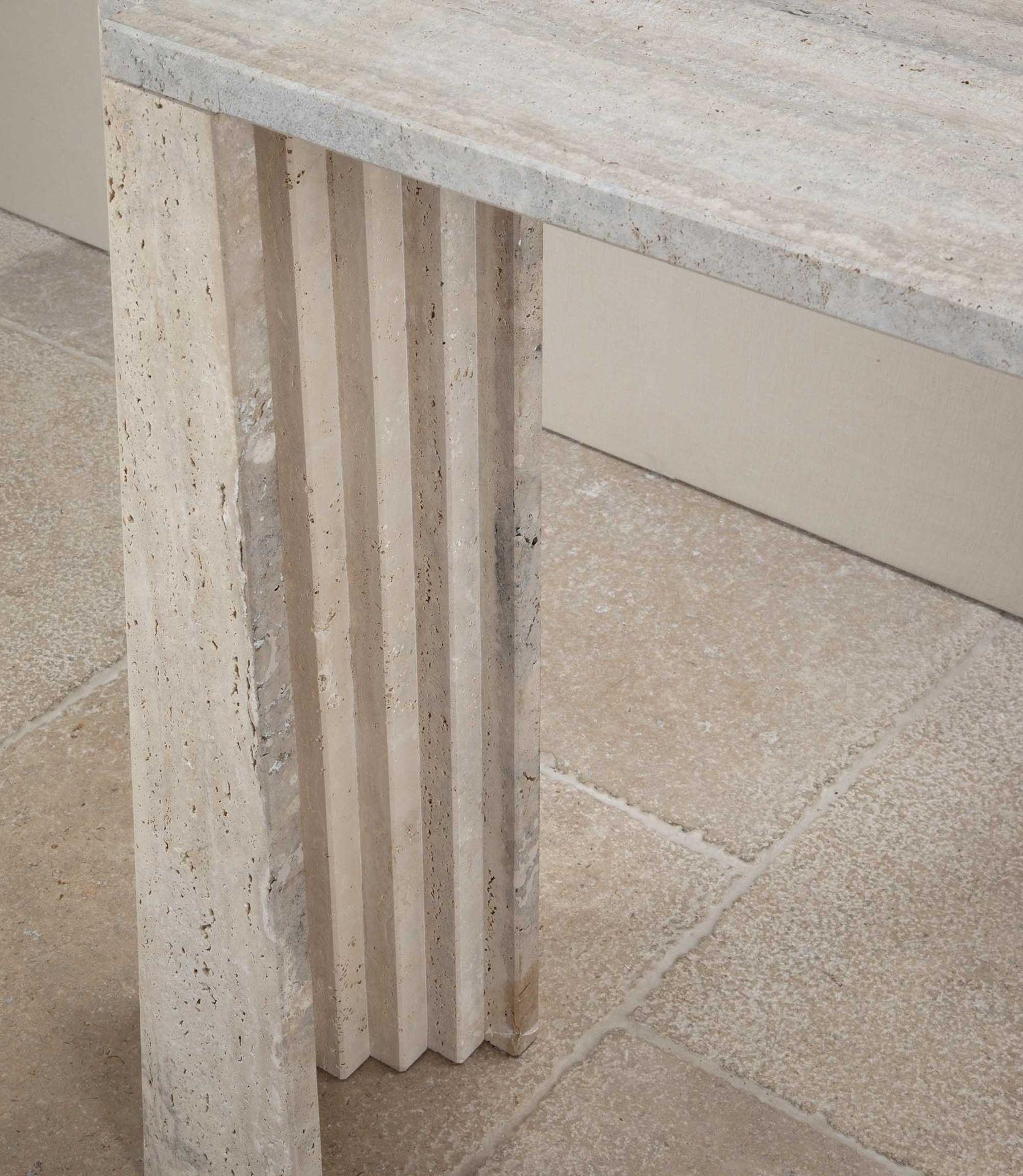 Contemporary Italian Brutalist Style Travertine Console Table In Excellent Condition For Sale In Gloucestershire, GB