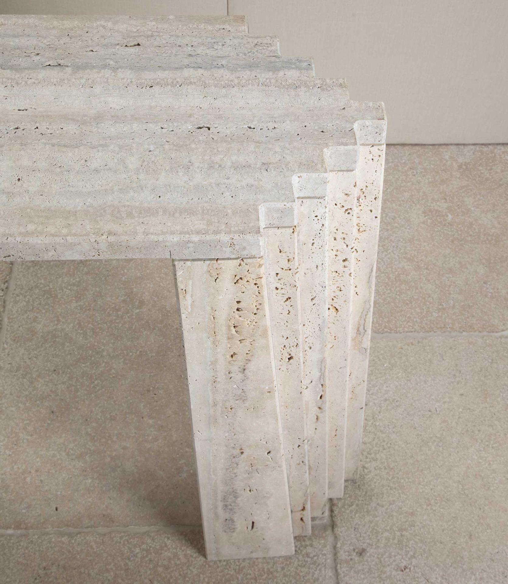 Contemporary Italian Brutalist Style Travertine Console Table For Sale 1