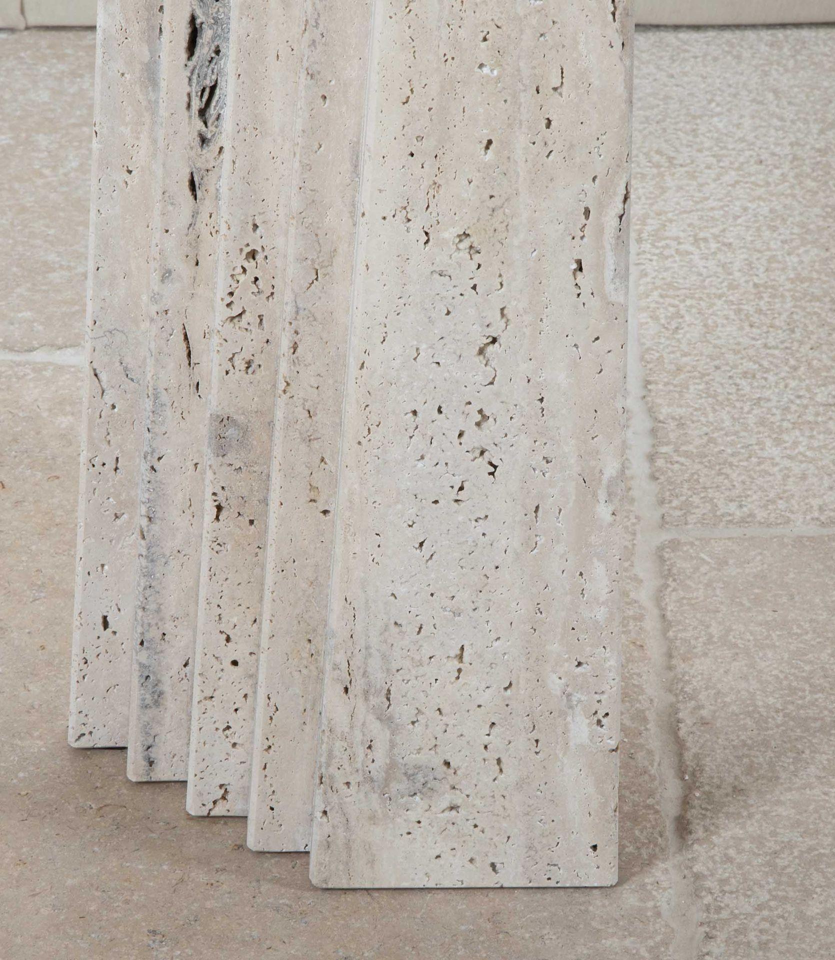 Contemporary Italian Brutalist Style Travertine Console Table For Sale 4
