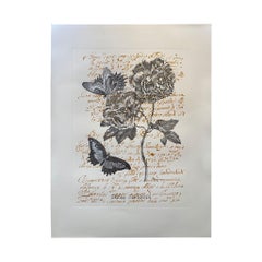 Contemporary Italian "Butterfly" Print Press Engraving Pure Silver Leaf, 2 of 2