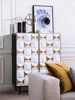 Contemporary Italian Cabinet in Calacatta Marble and Brass