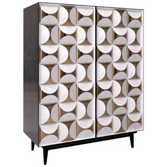 Contemporary Italian Cabinet in Calacatta Marble and Brass
