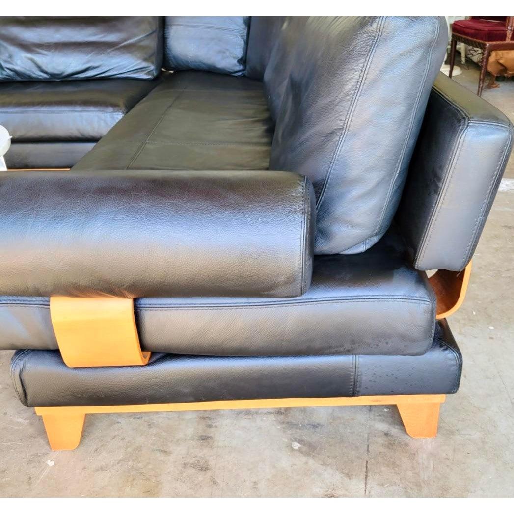 Contemporary Italian Calligaris Black Leather Sectional Sofa 2