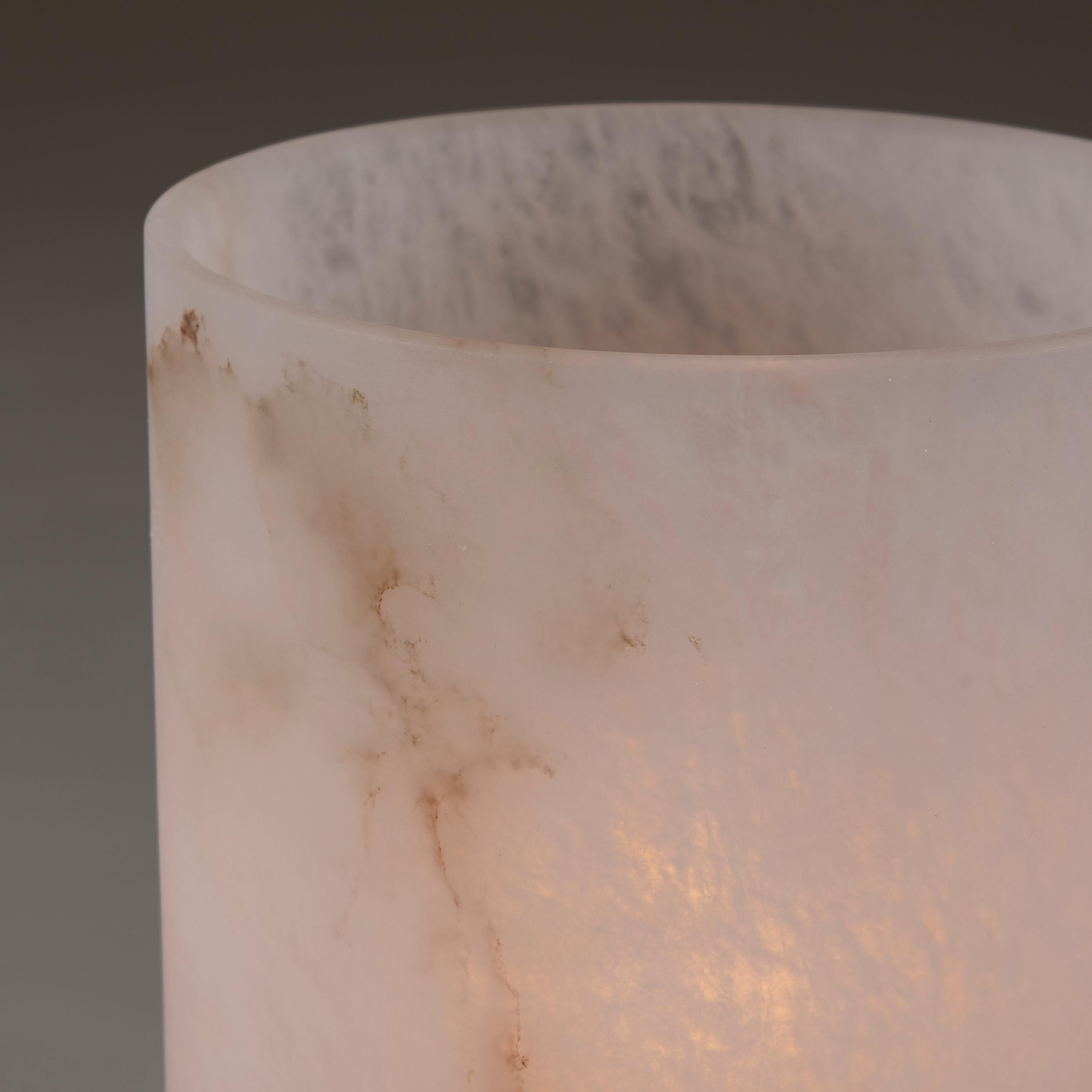 Alabaster Italian carved and tiered alabaster urn lamp, contemporary For Sale