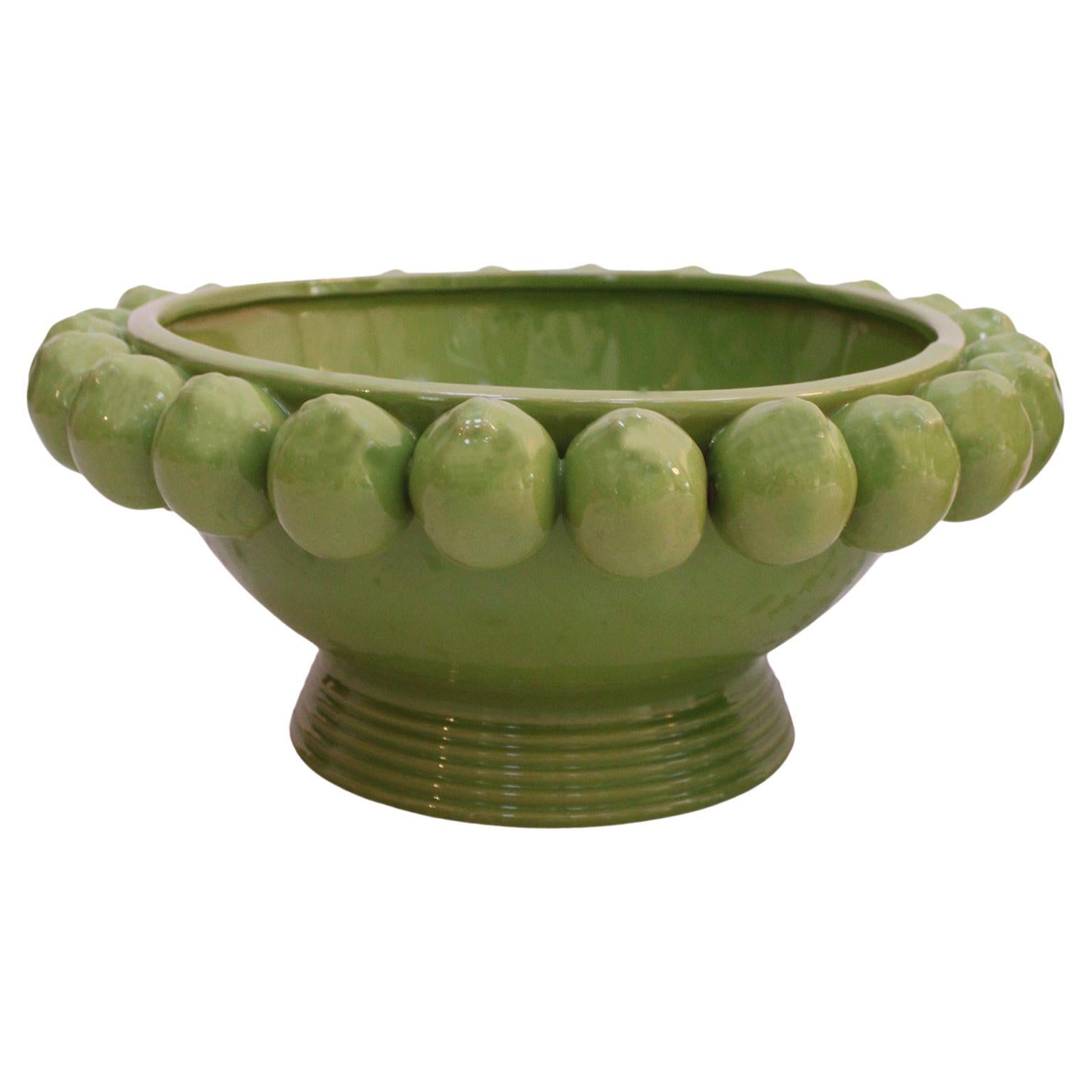 Contemporary Italian Ceramic Vase with Fruit Motifs For Sale