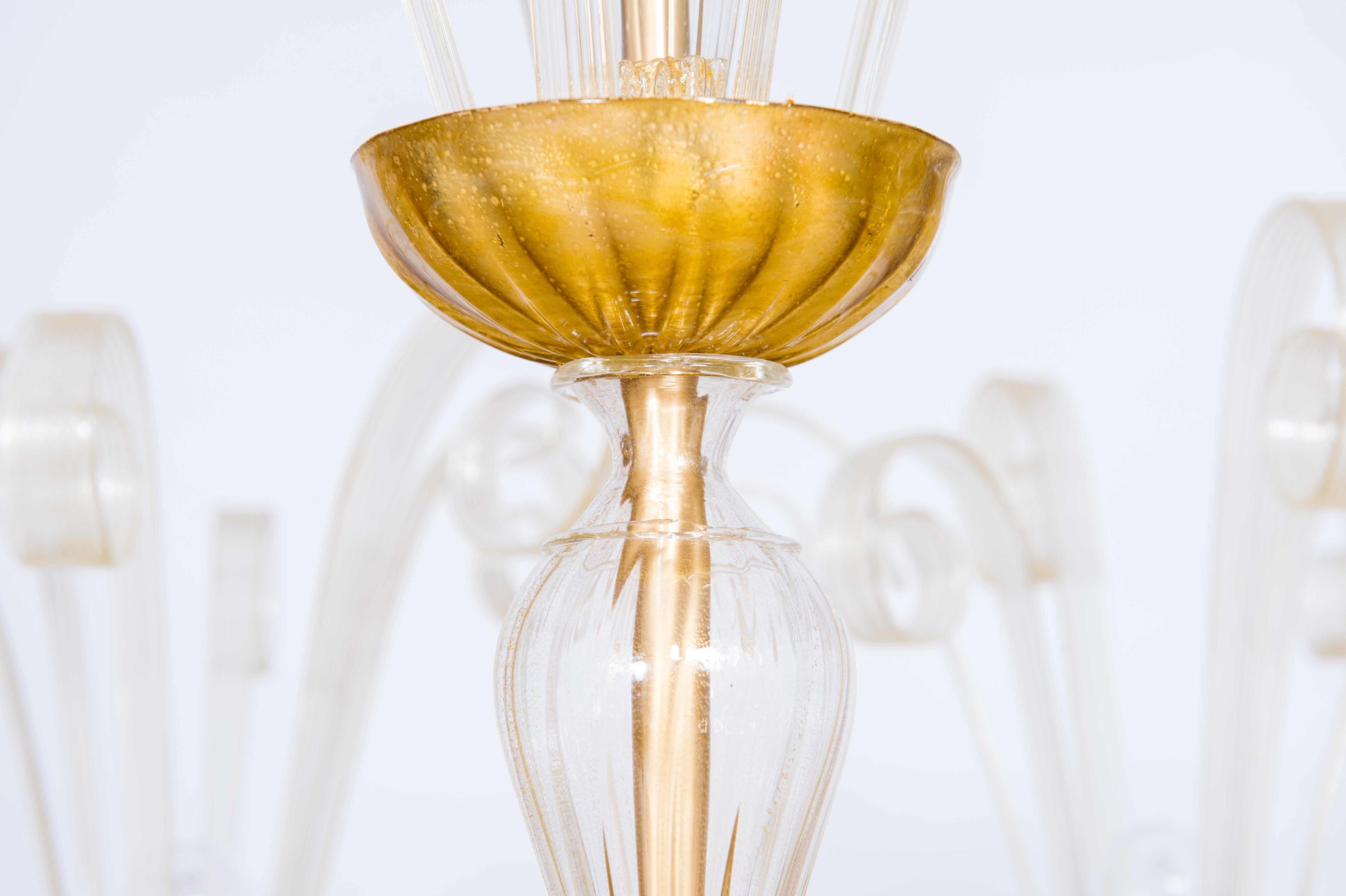 Rare Gold Murano Glass Chandelier Gold Pastorals Giovanni Dalla Fina Italy 21st For Sale 5