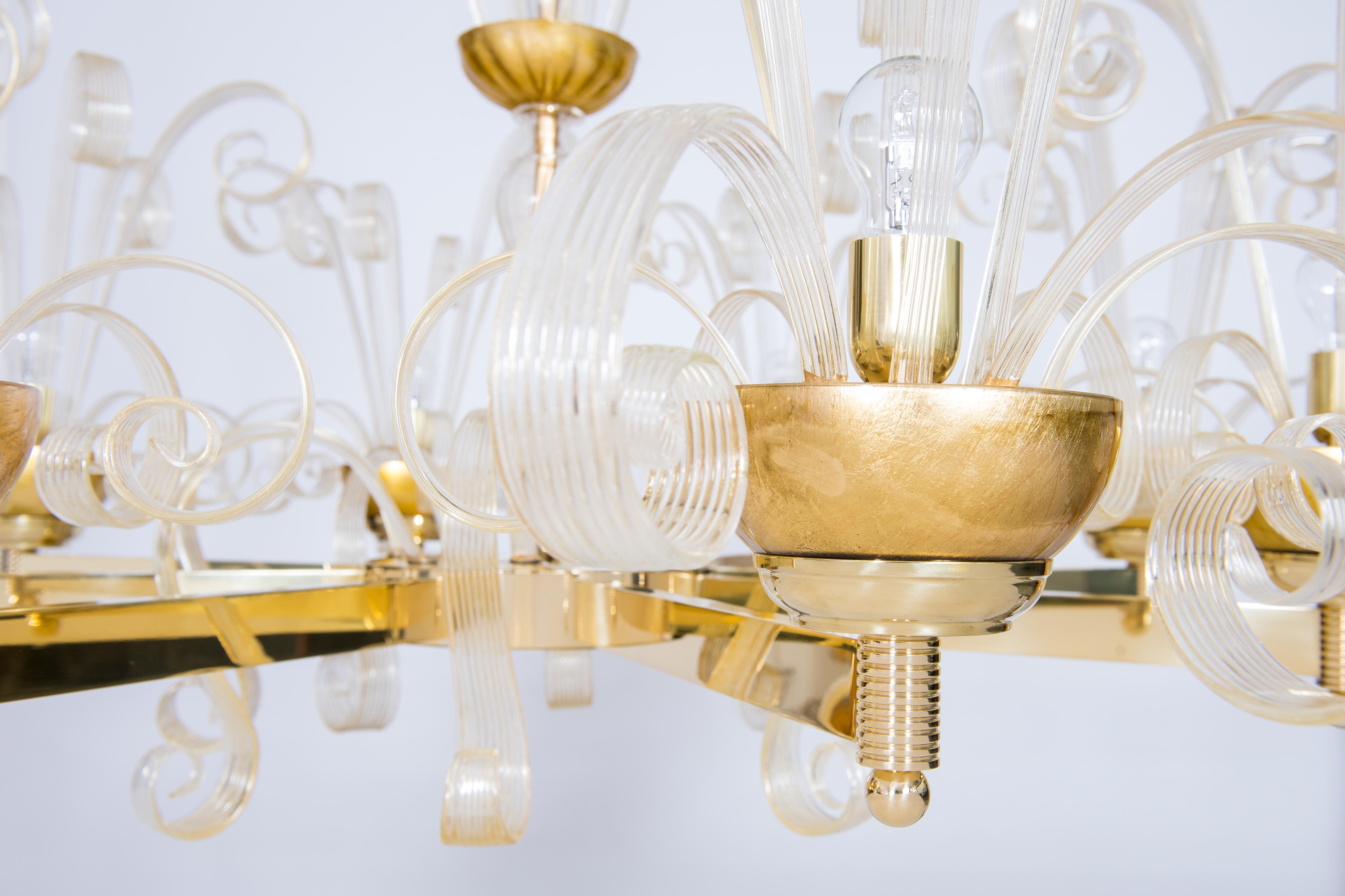 Rare Gold Murano Glass Chandelier Gold Pastorals Giovanni Dalla Fina Italy 21st For Sale 9