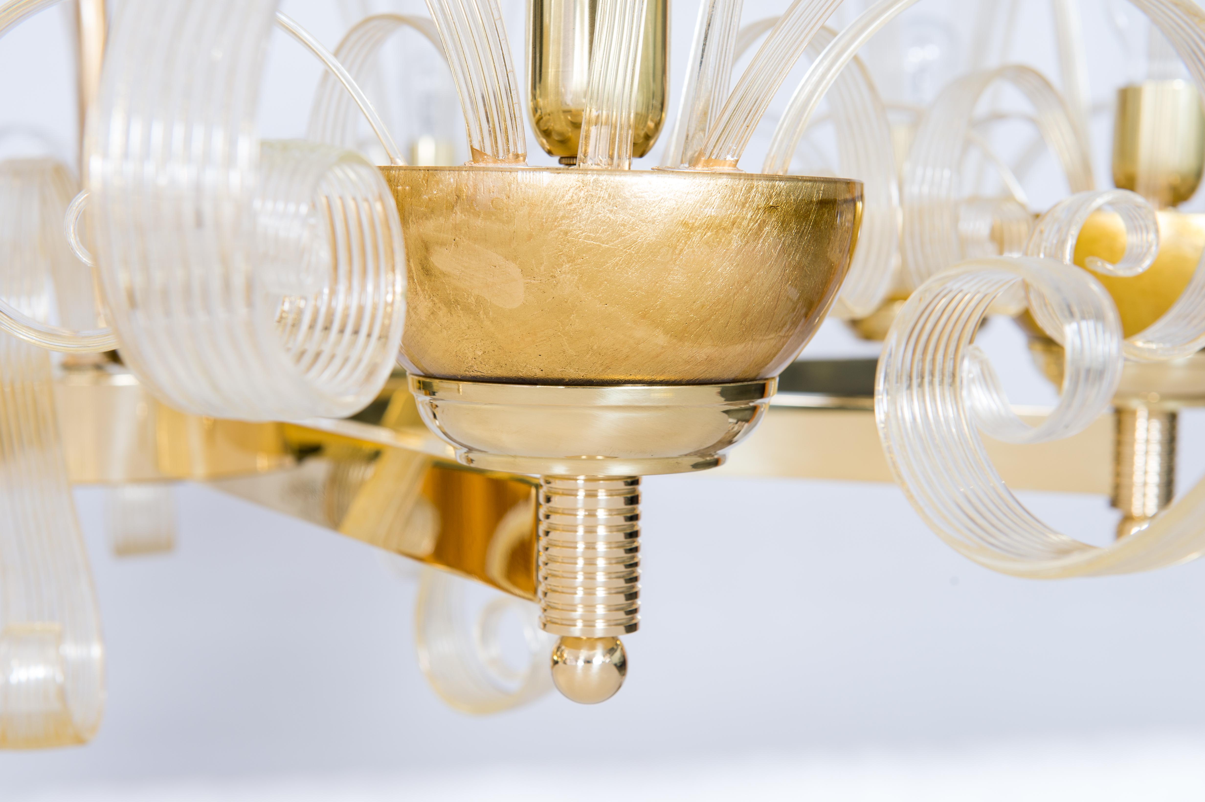Rare Gold Murano Glass Chandelier Gold Pastorals Giovanni Dalla Fina Italy 21st For Sale 11