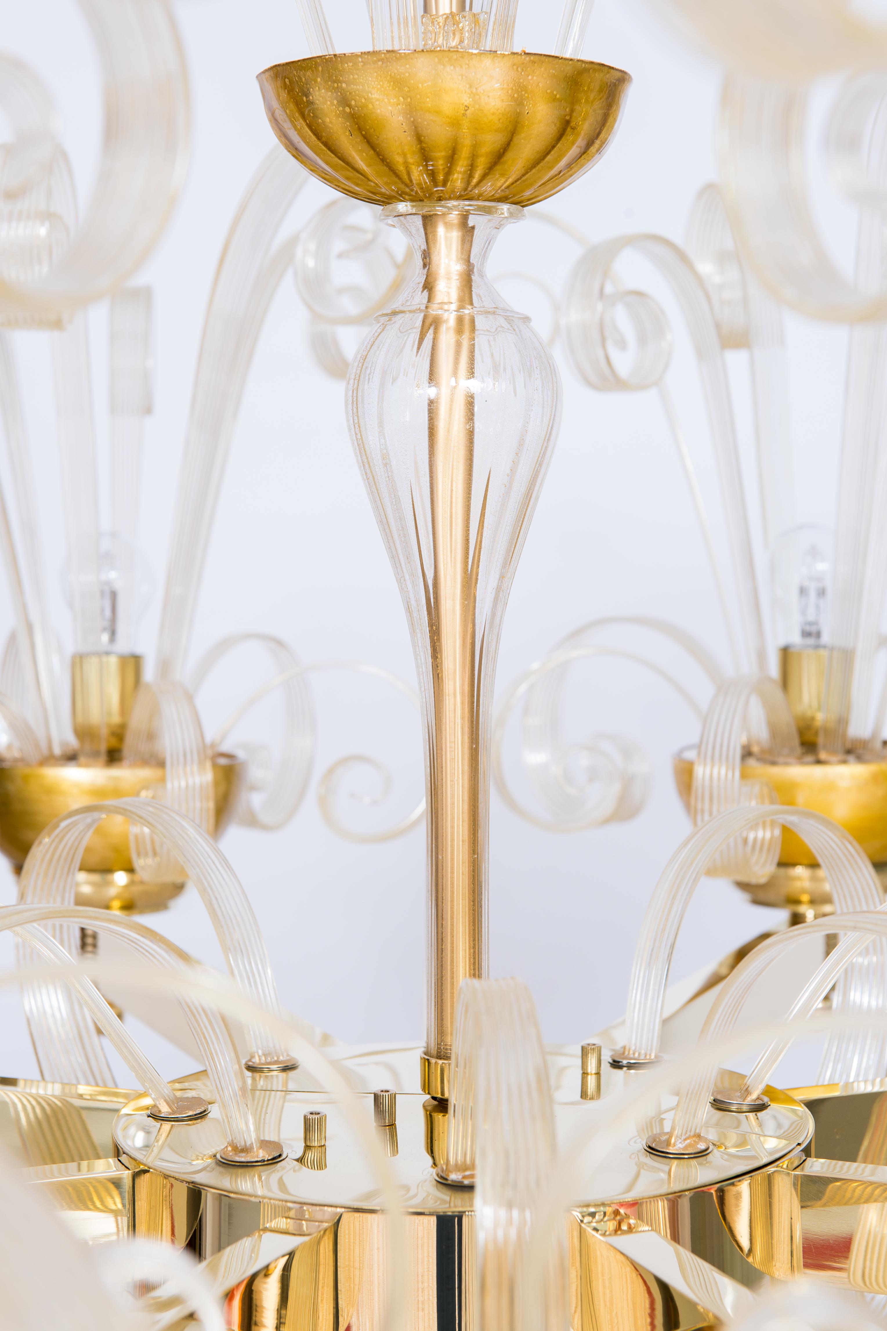 Contemporary Rare Gold Murano Glass Chandelier Gold Pastorals Giovanni Dalla Fina Italy 21st For Sale
