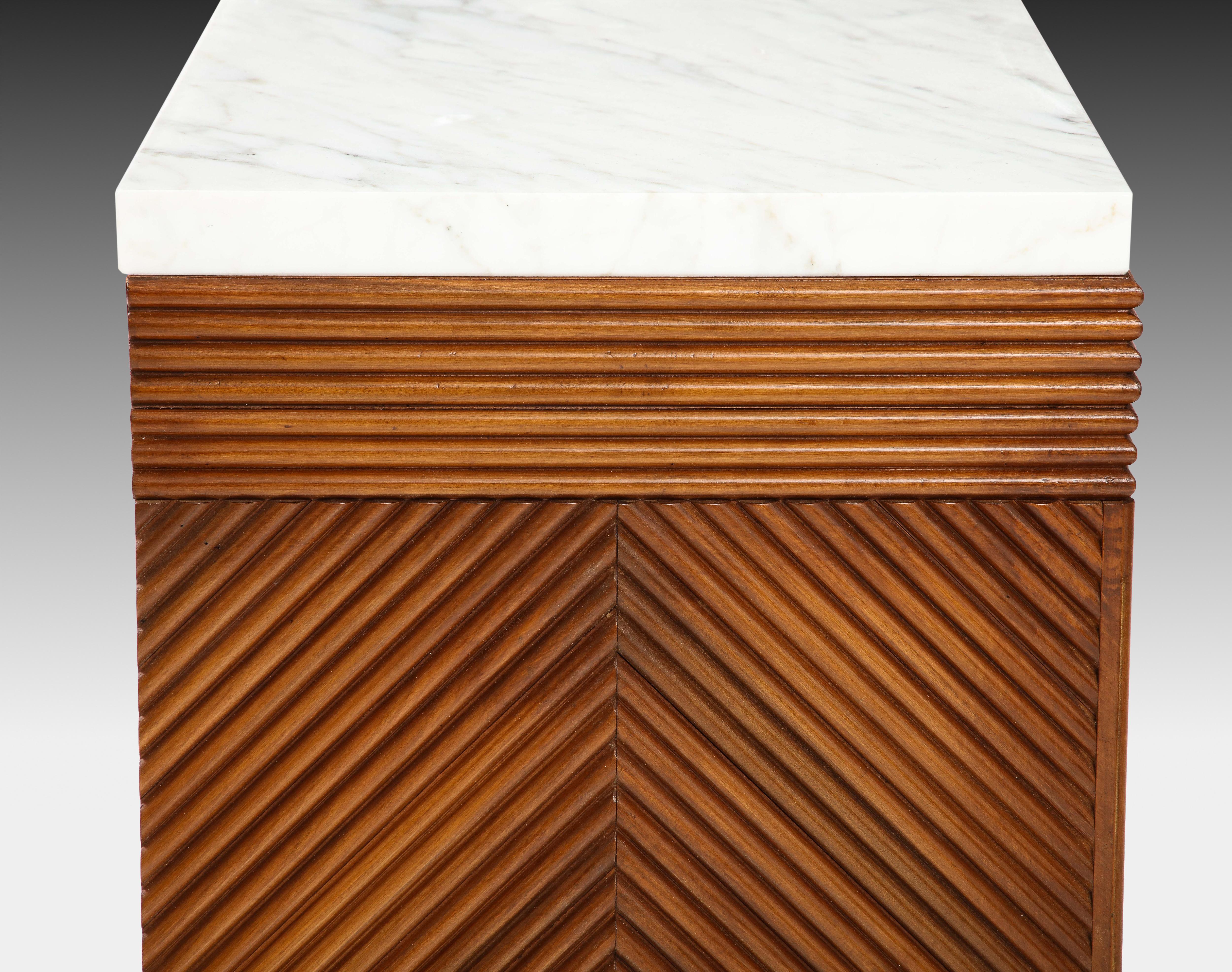 Contemporary Italian Cherry Wood and Carrara Marble Console For Sale 7